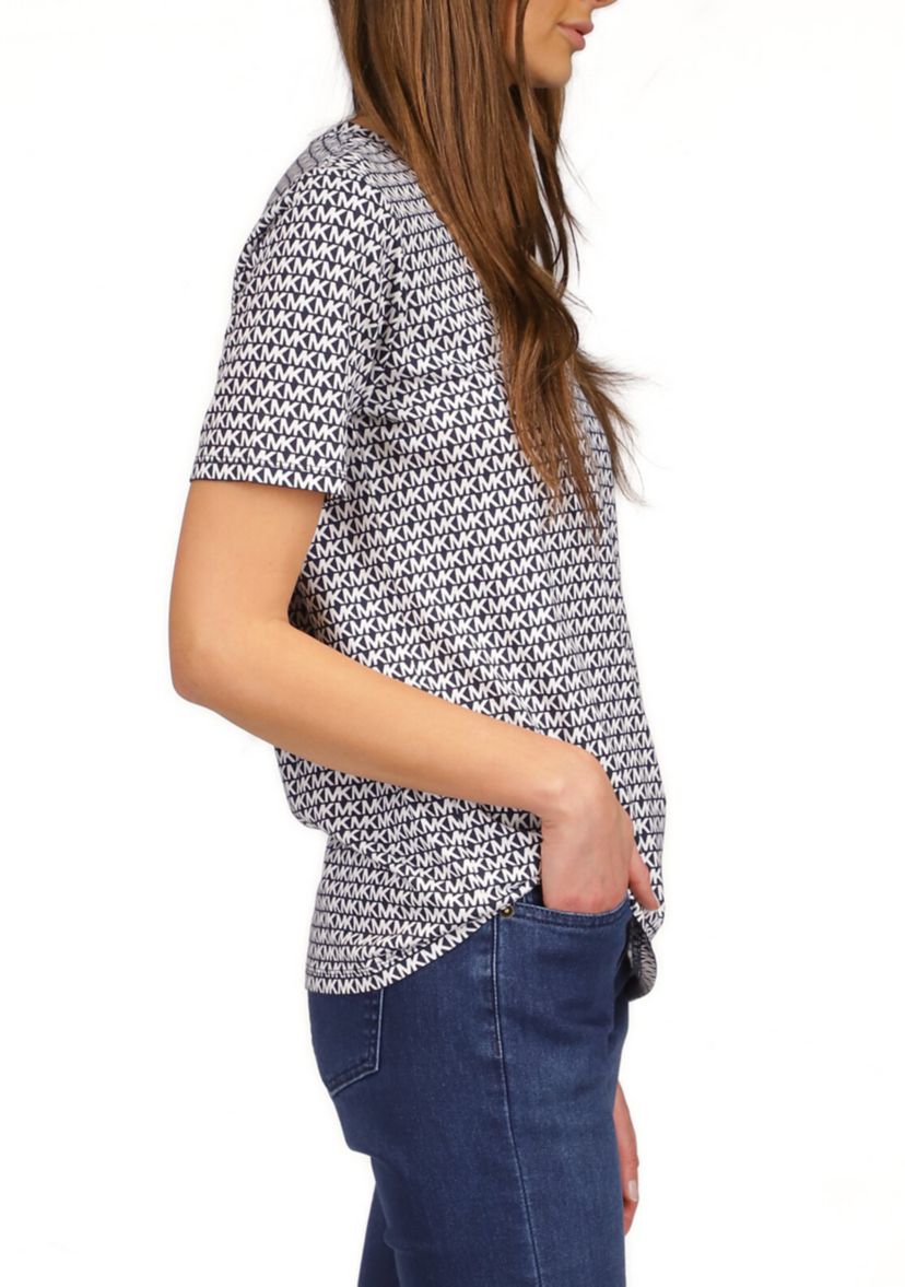 Womens Short Sleeve Logo Print Top 
