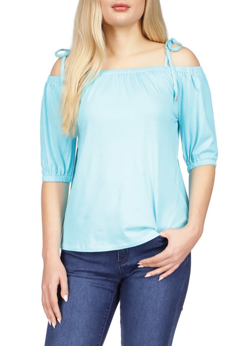 Womens Off the Shoulder Elbow Sleeve Top