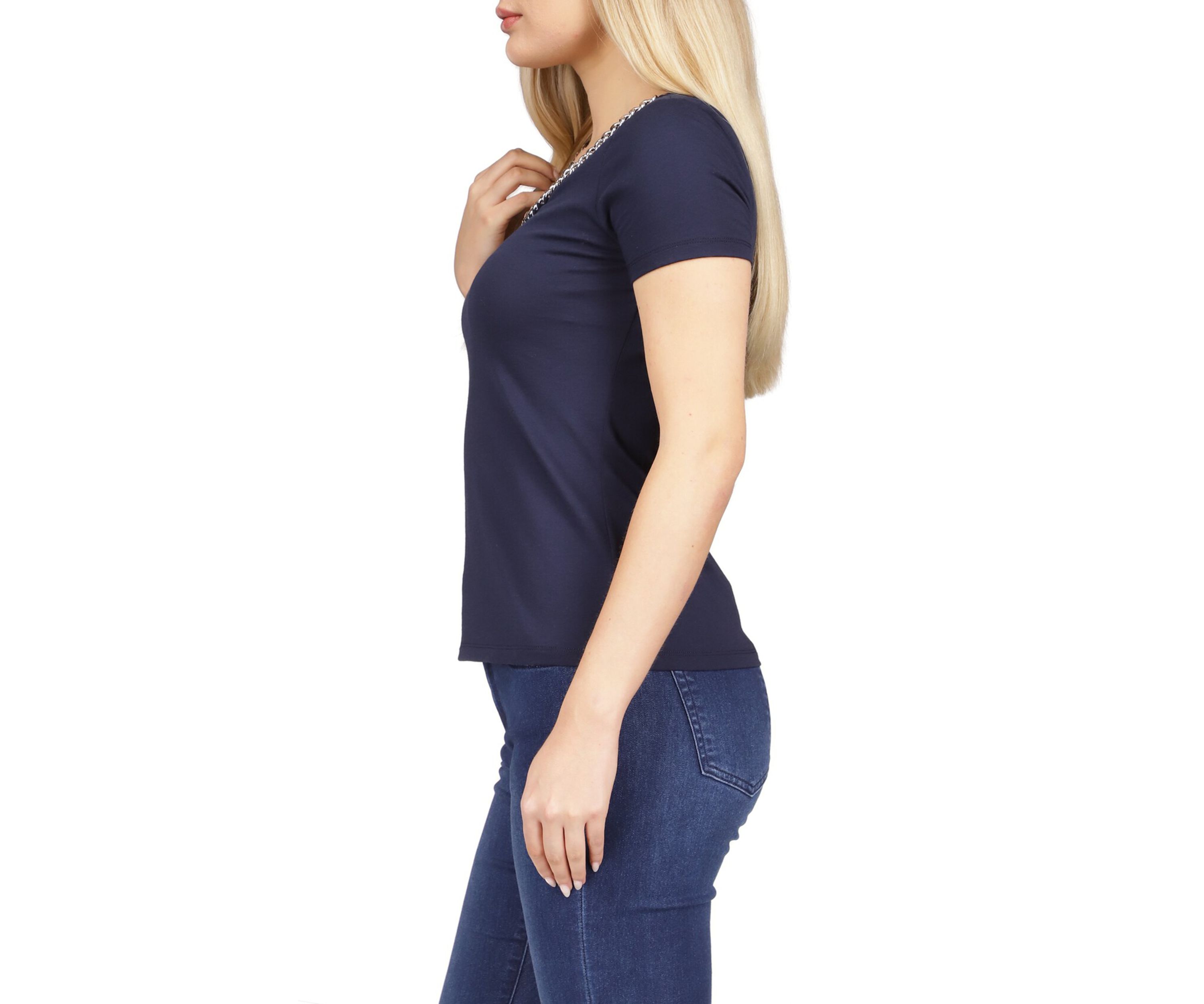 Womens Chain Scoop Neck Short Sleeve T-Shirt