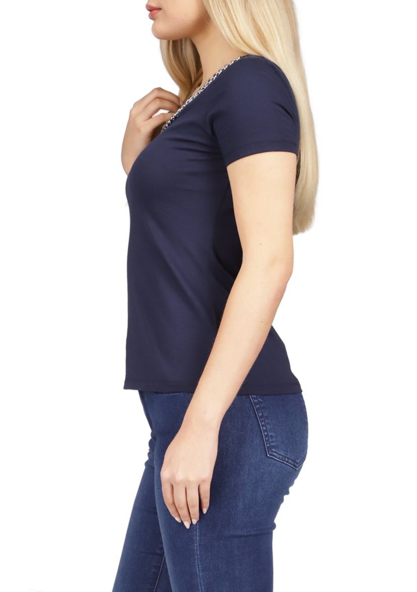 Womens Chain Scoop Neck Short Sleeve T-Shirt