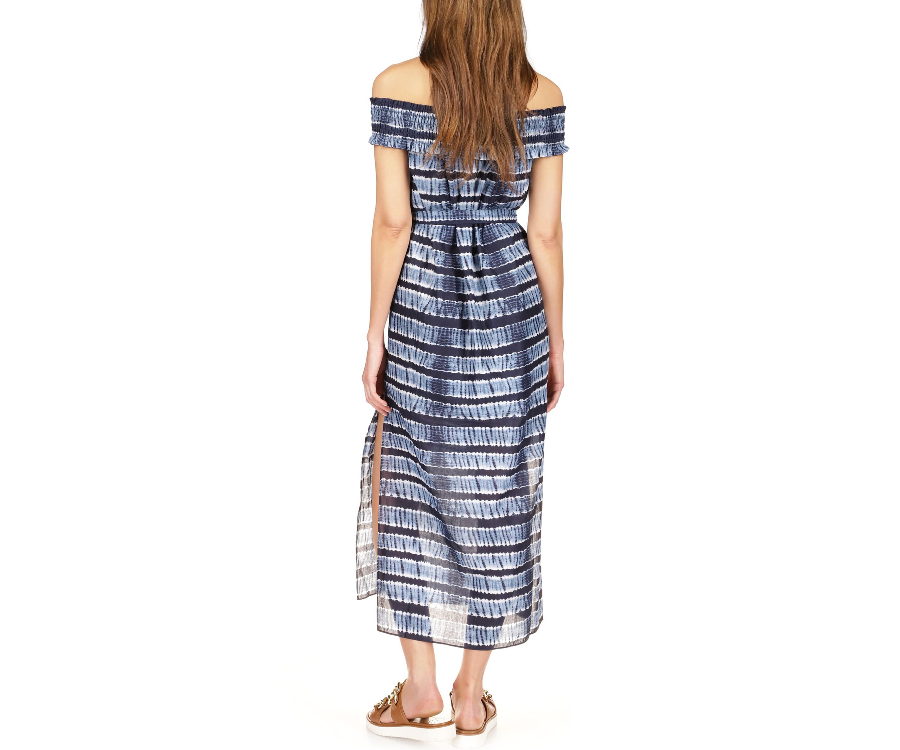 Womens Shibori Stripes Maxi Dress