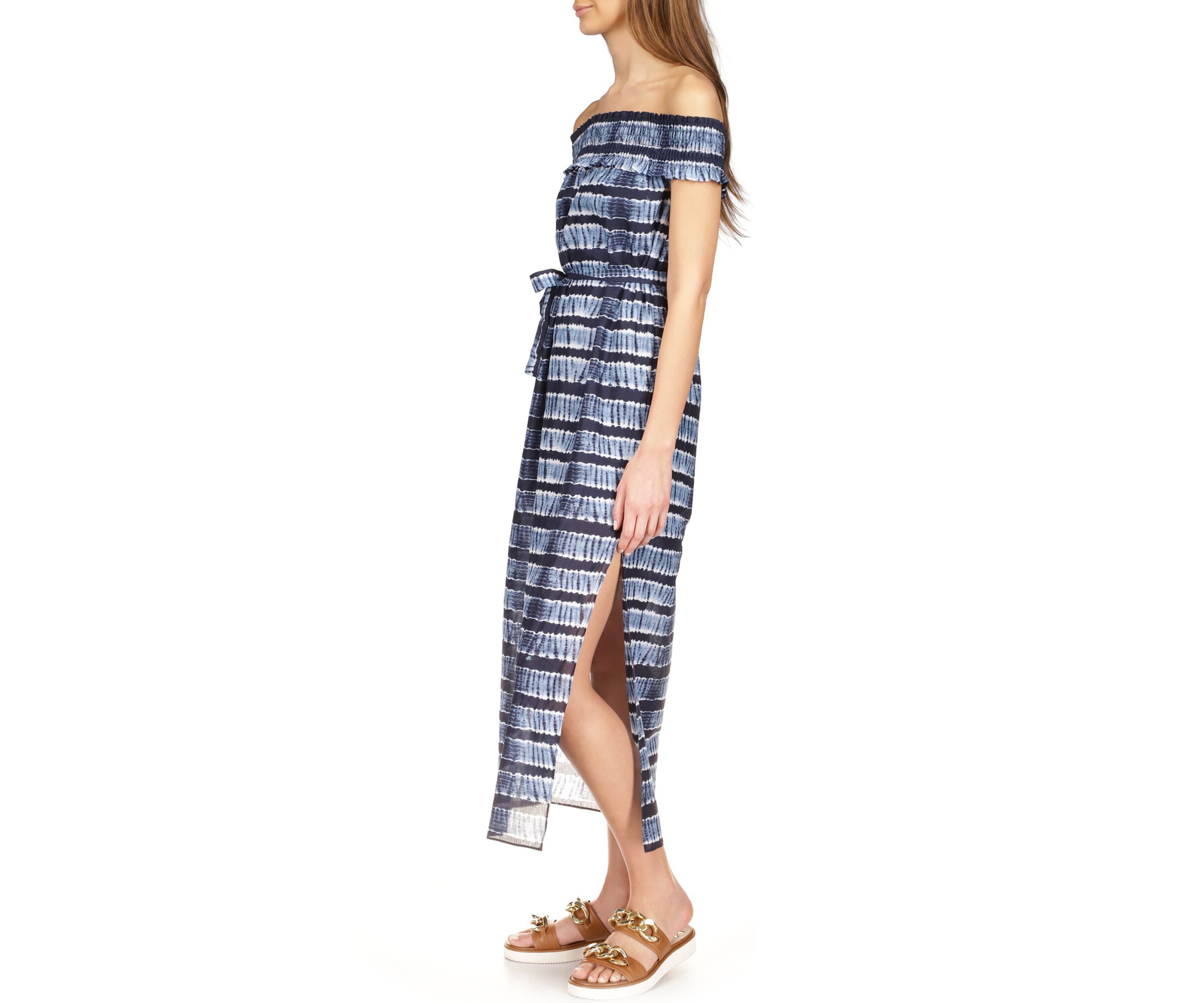 Womens Shibori Stripes Maxi Dress