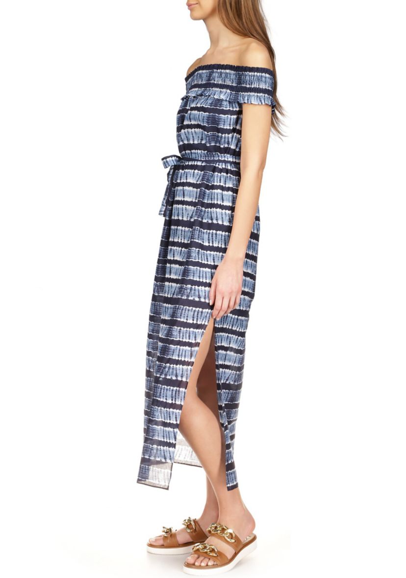 Womens Shibori Stripes Maxi Dress