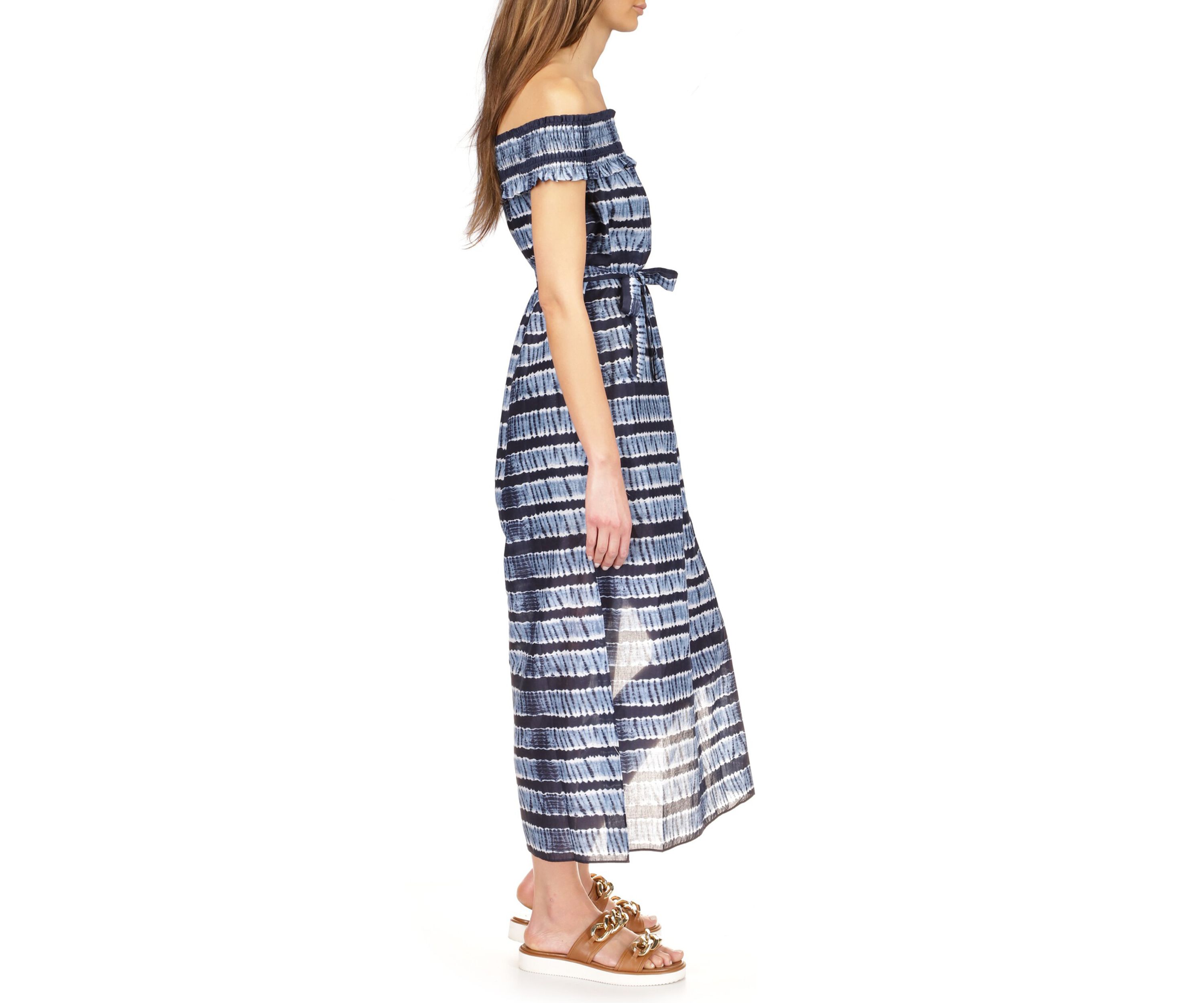 Womens Shibori Stripes Maxi Dress