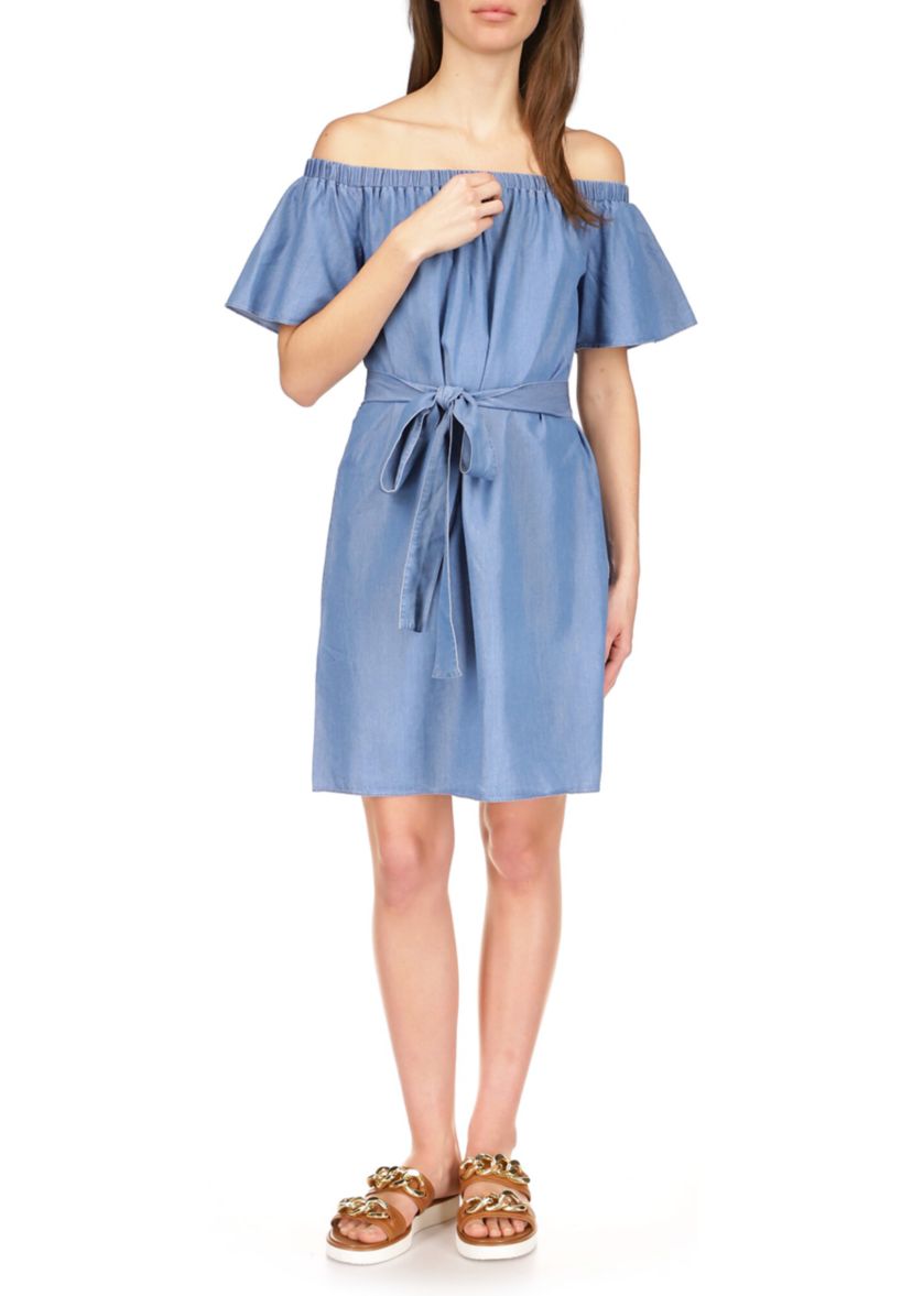 Womens Tencel™ Off the Shoulder Mini Dress