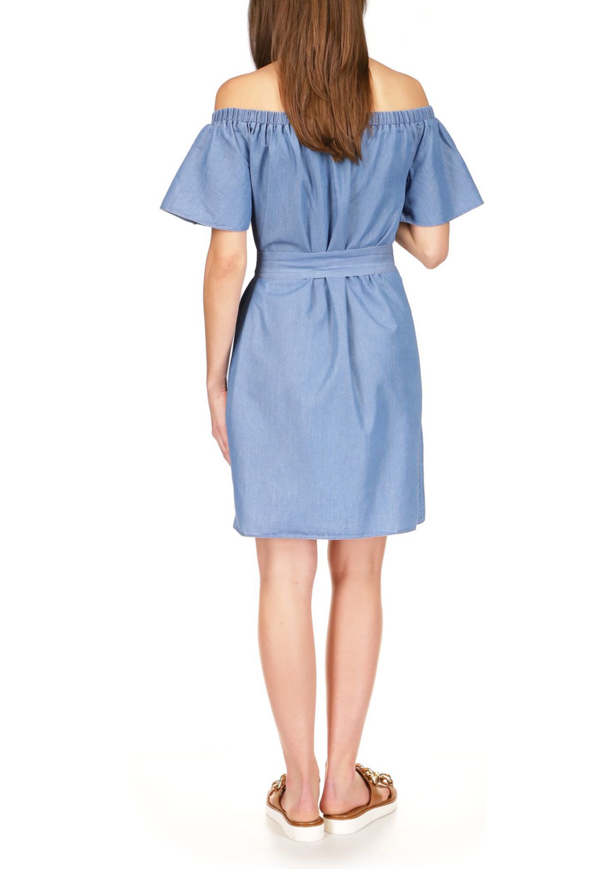 Womens Tencel™ Off the Shoulder Mini Dress