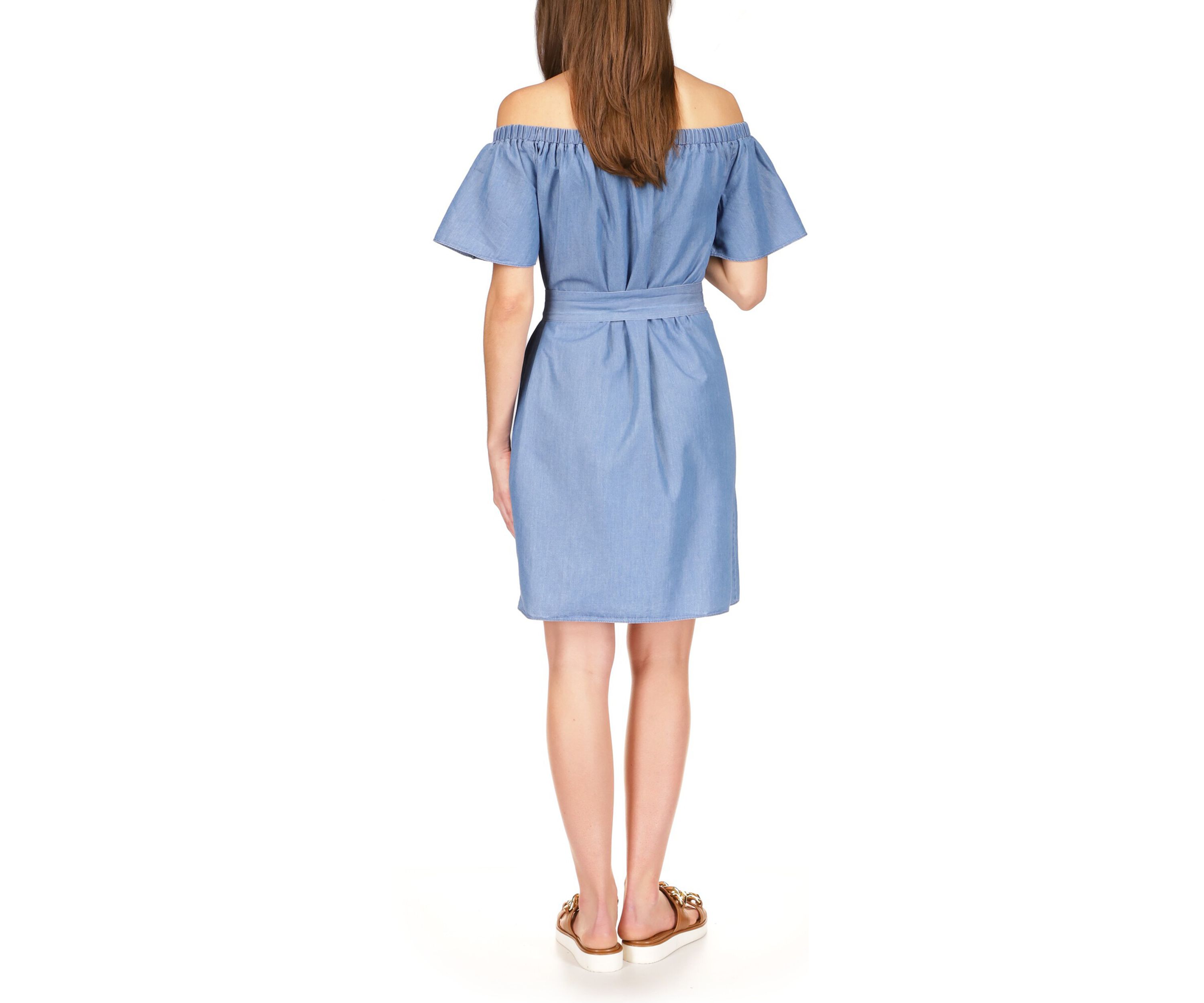 Womens Tencel™ Off the Shoulder Mini Dress