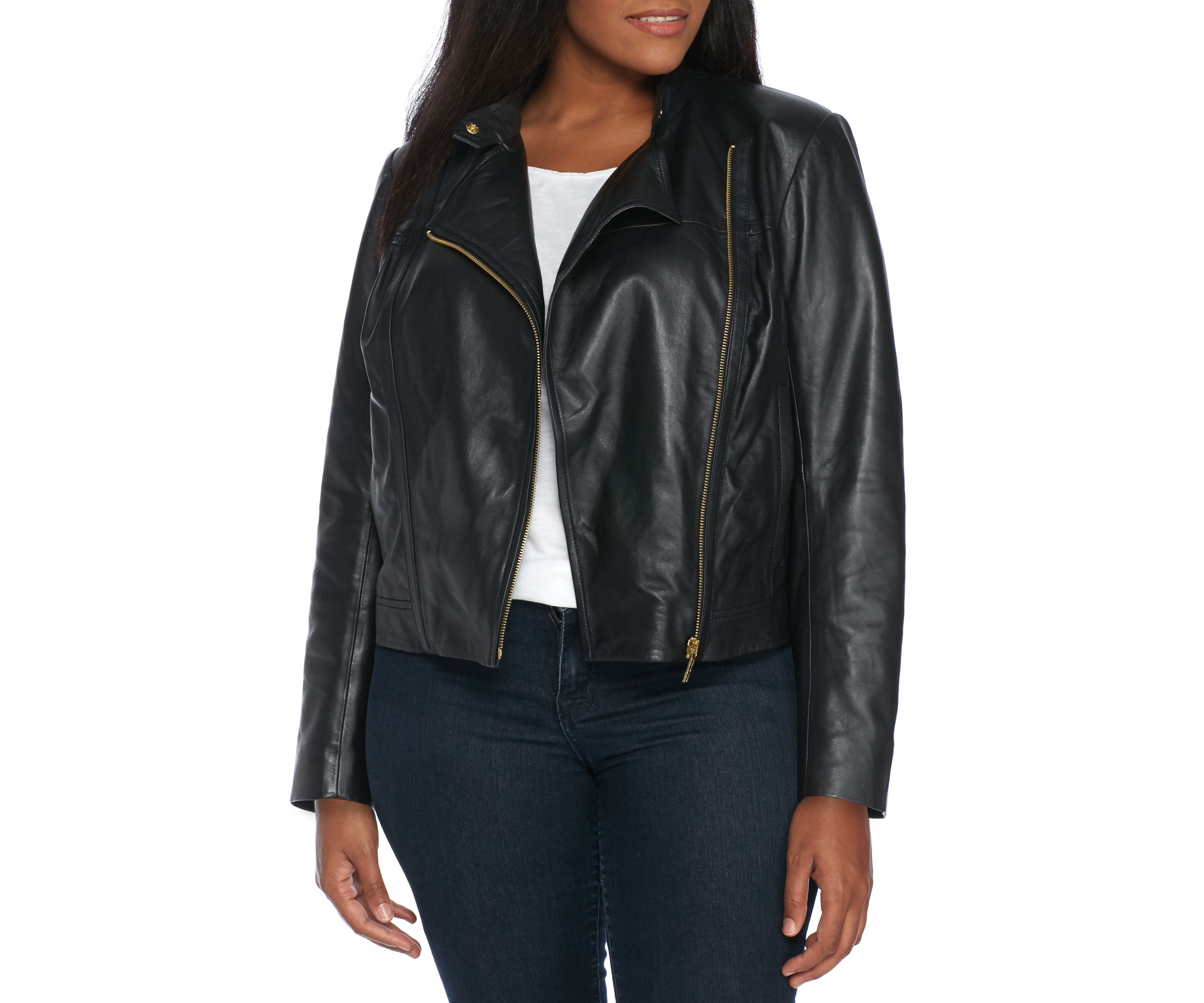 Plus Size Leather Moto Jacket