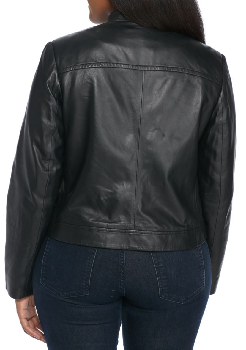 Plus Size Leather Moto Jacket