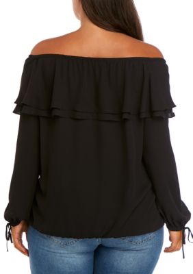 MICHAEL Michael Kors Plus Size Ruffled Off the Shoulder Peasant Blouse |  belk