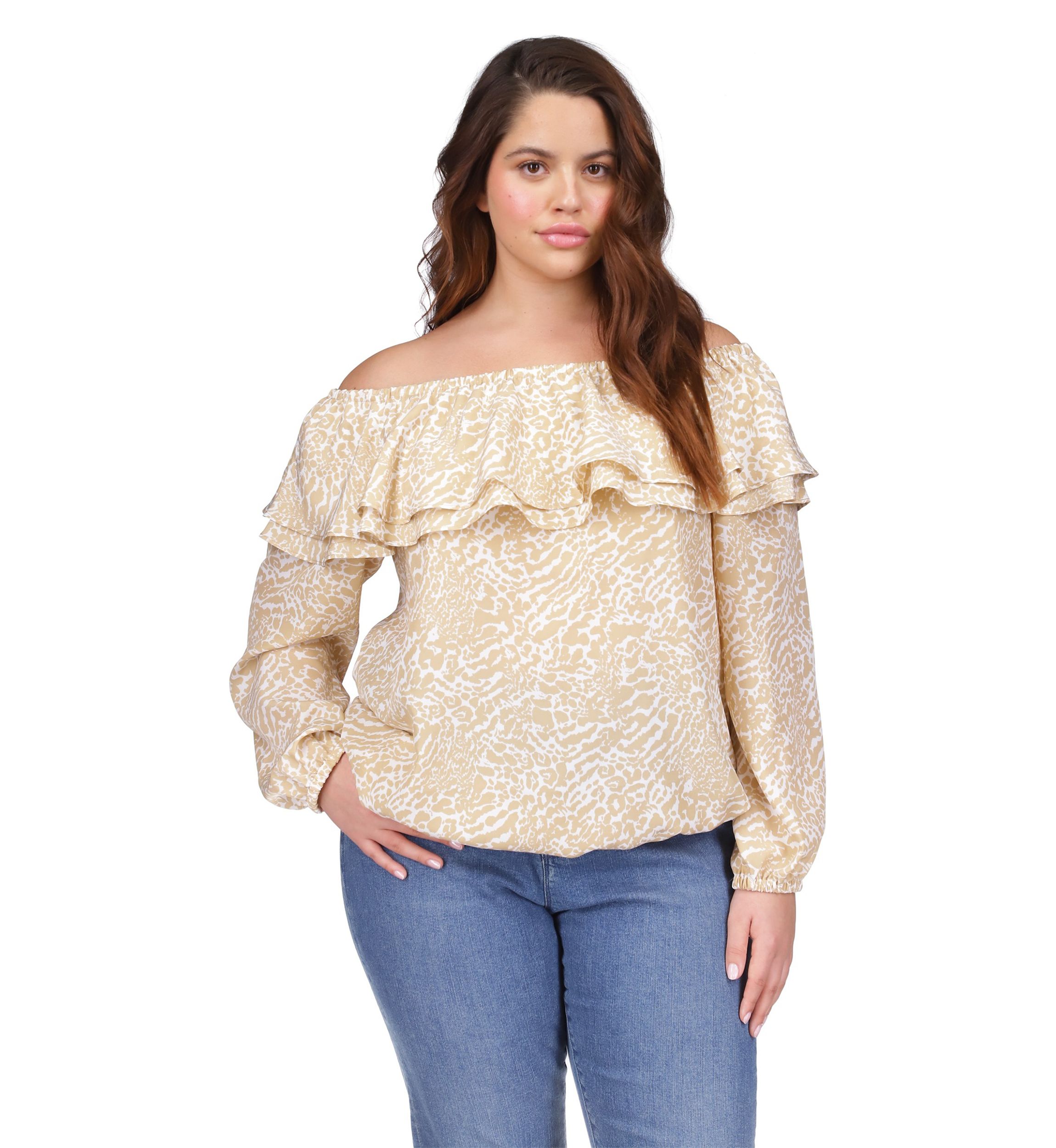Plus Size Flower Jacquard Chain Top