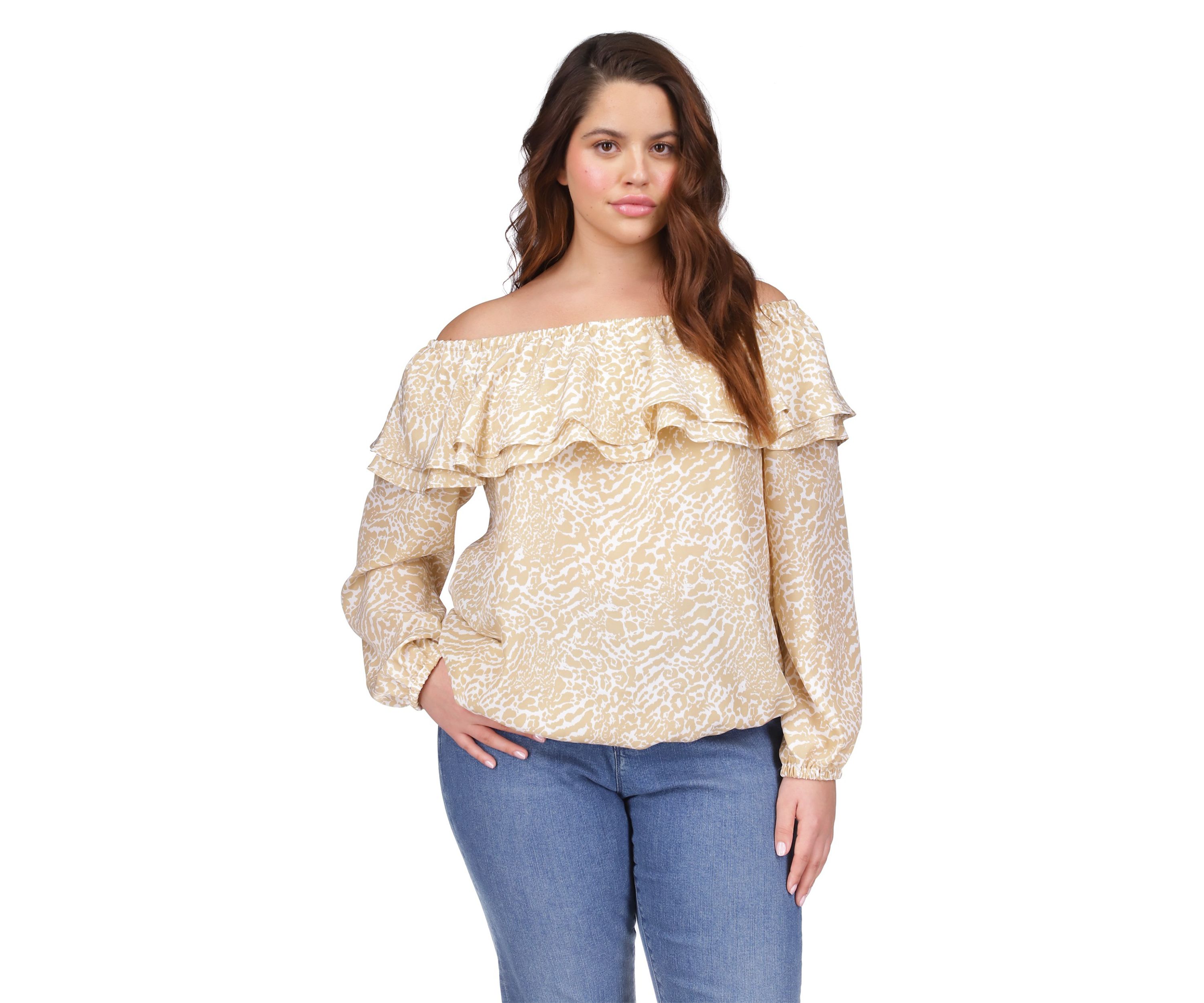 Plus Size Flower Jacquard Chain Top