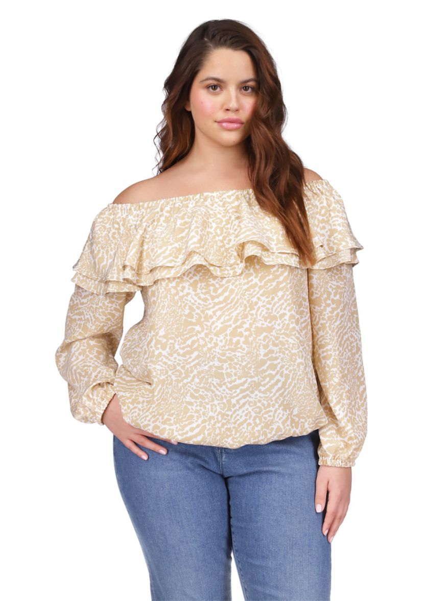 Plus Size Flower Jacquard Chain Top