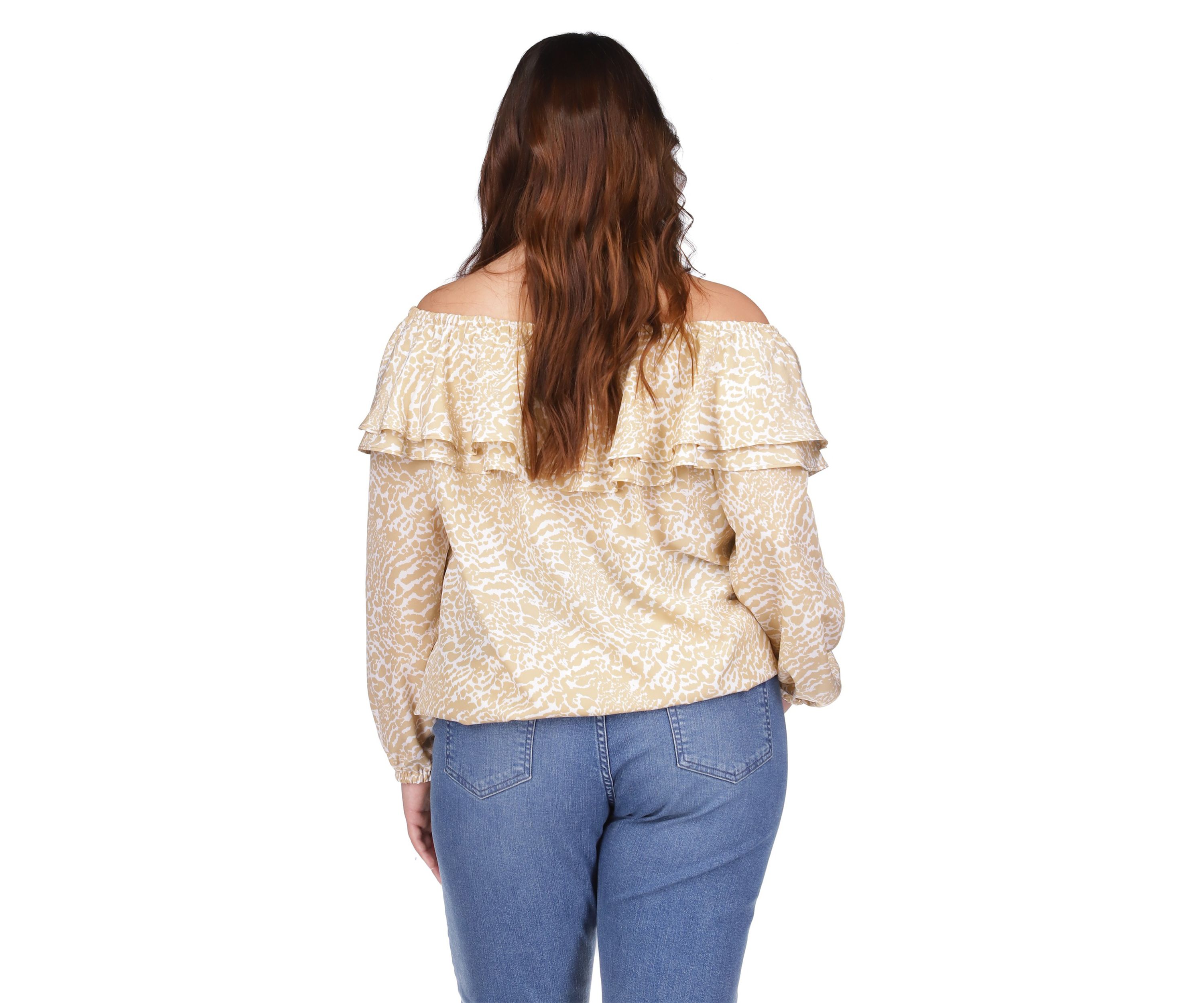 Plus Size Flower Jacquard Chain Top