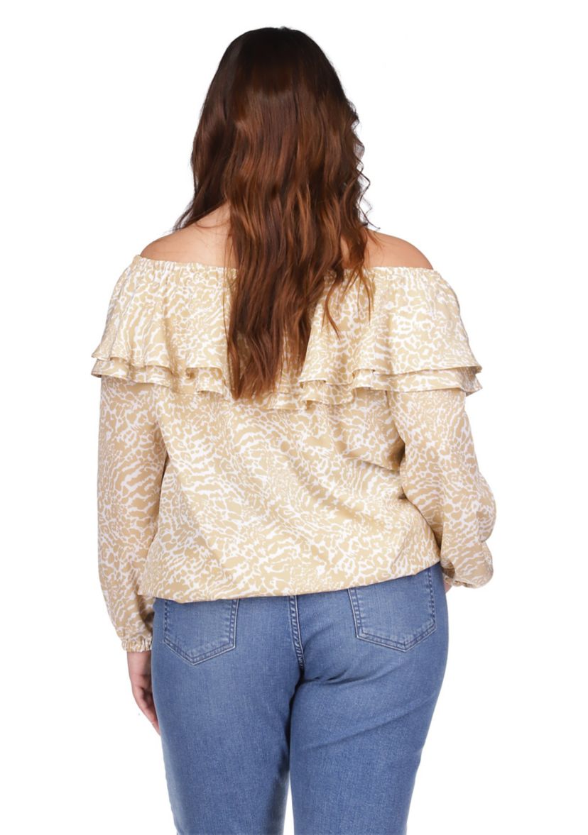 Plus Size Flower Jacquard Chain Top