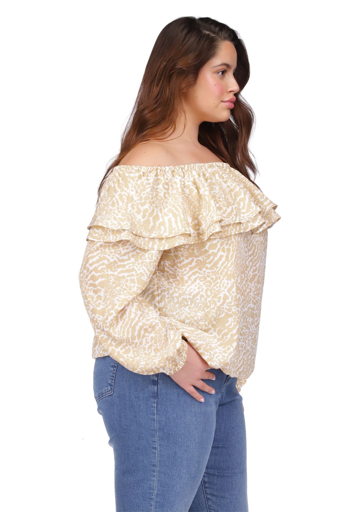 Plus Size Flower Jacquard Chain Top