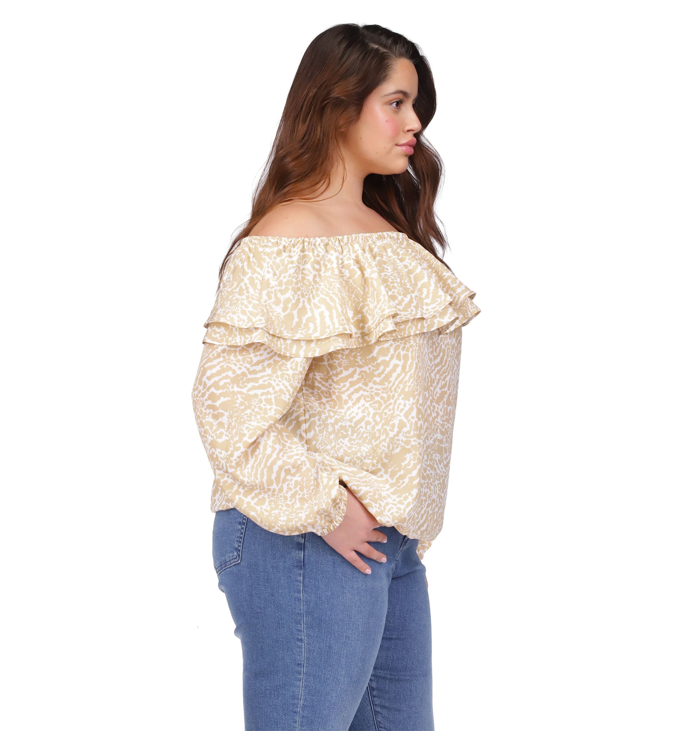 Plus Size Flower Jacquard Chain Top