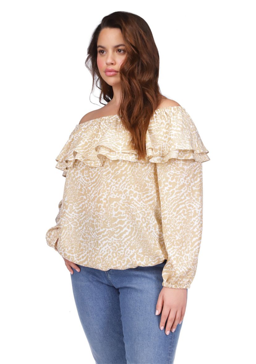 Plus Size Flower Jacquard Chain Top