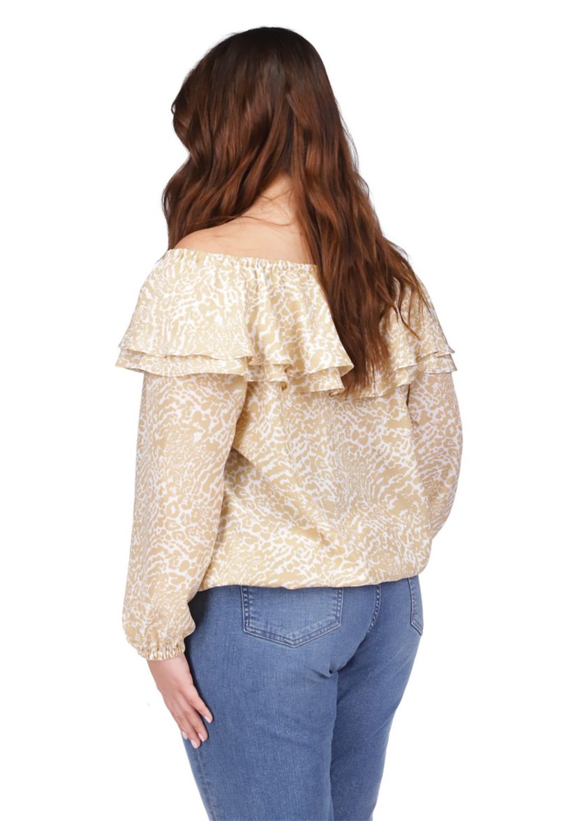 Plus Size Flower Jacquard Chain Top