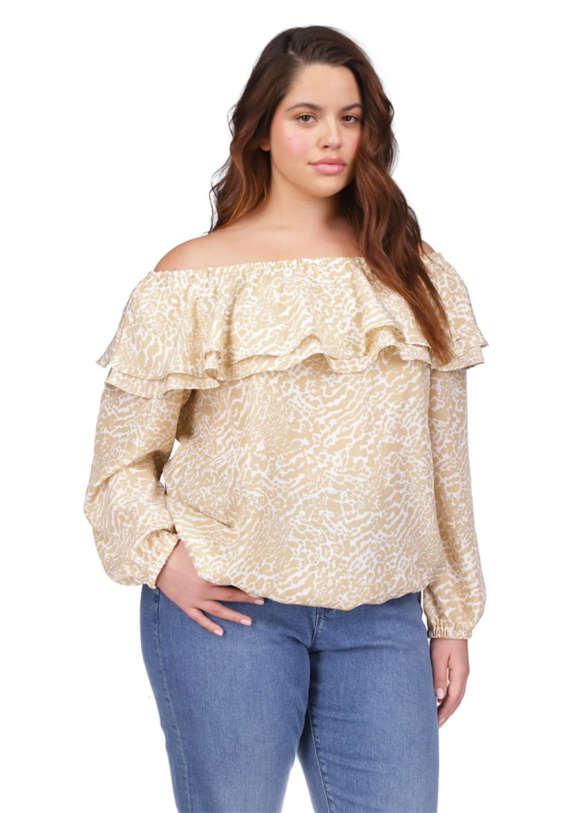 Plus Size Flower Jacquard Chain Top