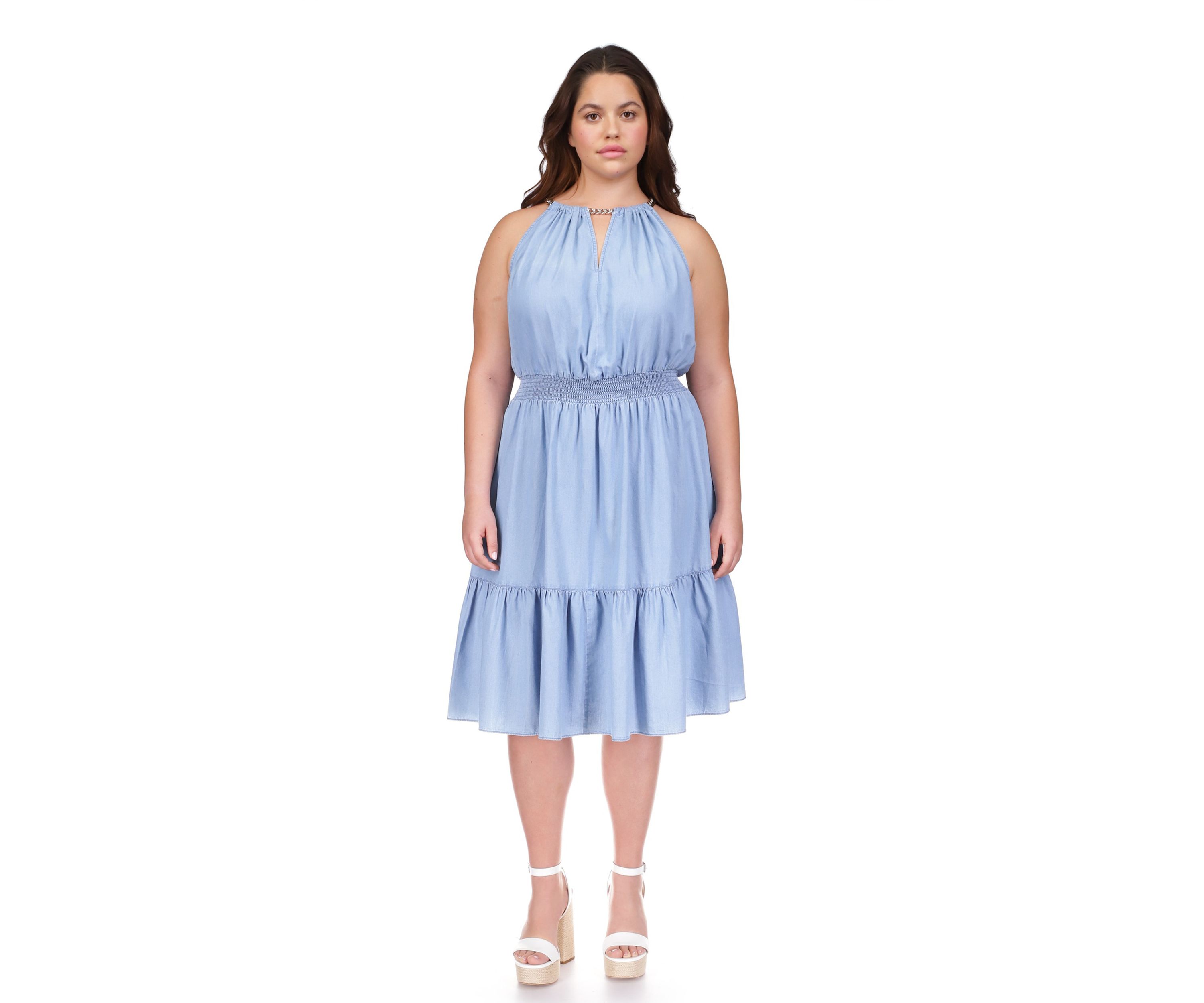 Plus Size Chain Detailed Midi Dress