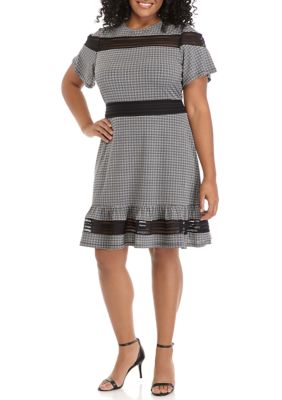 MICHAEL Michael Kors Plus Size Check Mesh Combo Dress | belk