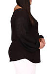 Plus Size Open Round Neck Long Sleeve Top