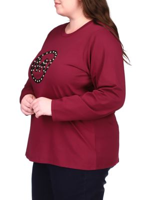 MICHAEL Michael Kors Plus Size Stud Circle Logo Graphic Long Sleeve T-Shirt  | belk