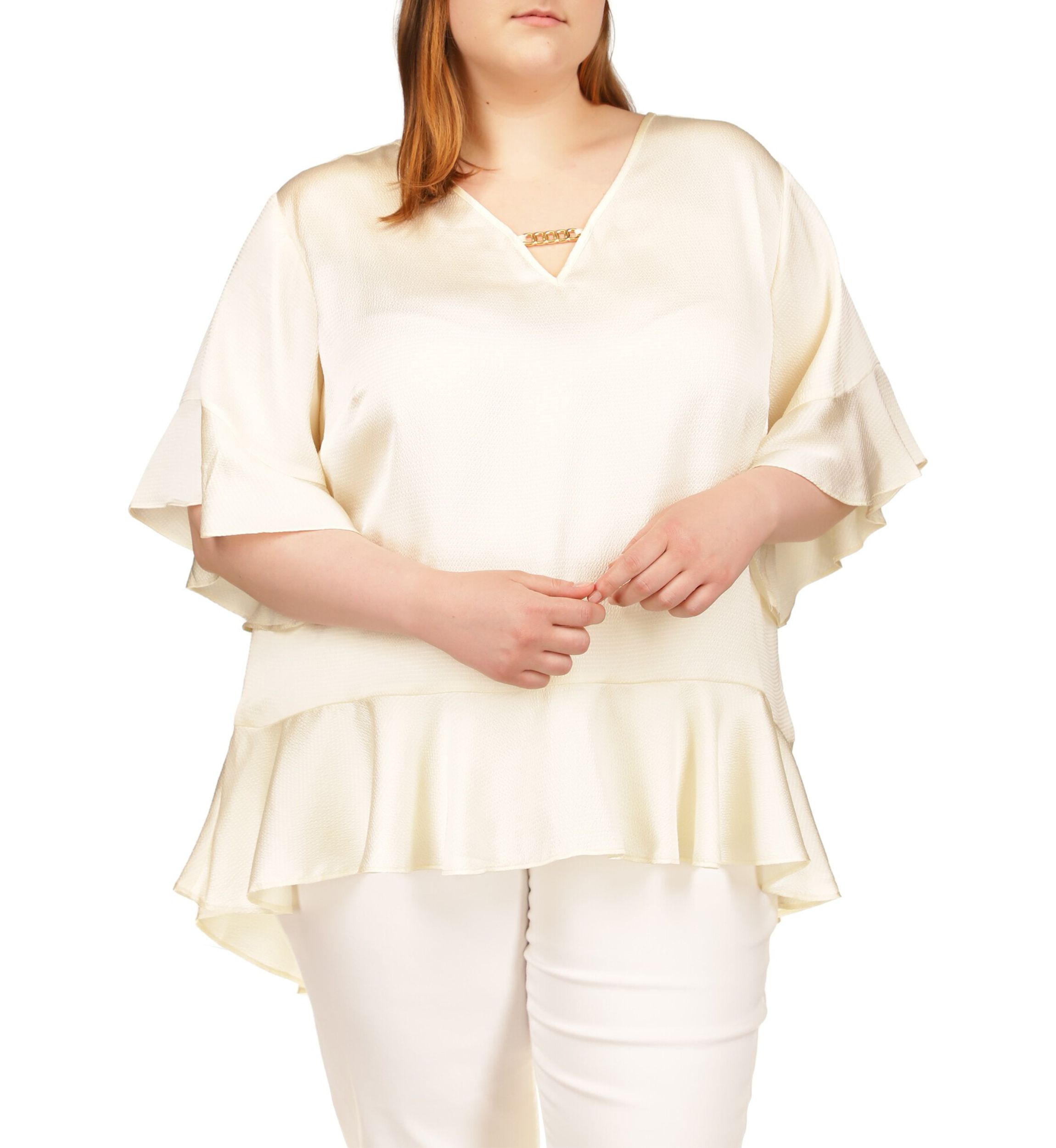 Plus Size Flutter Chain Neck Top