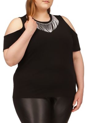 fringe plus size tops
