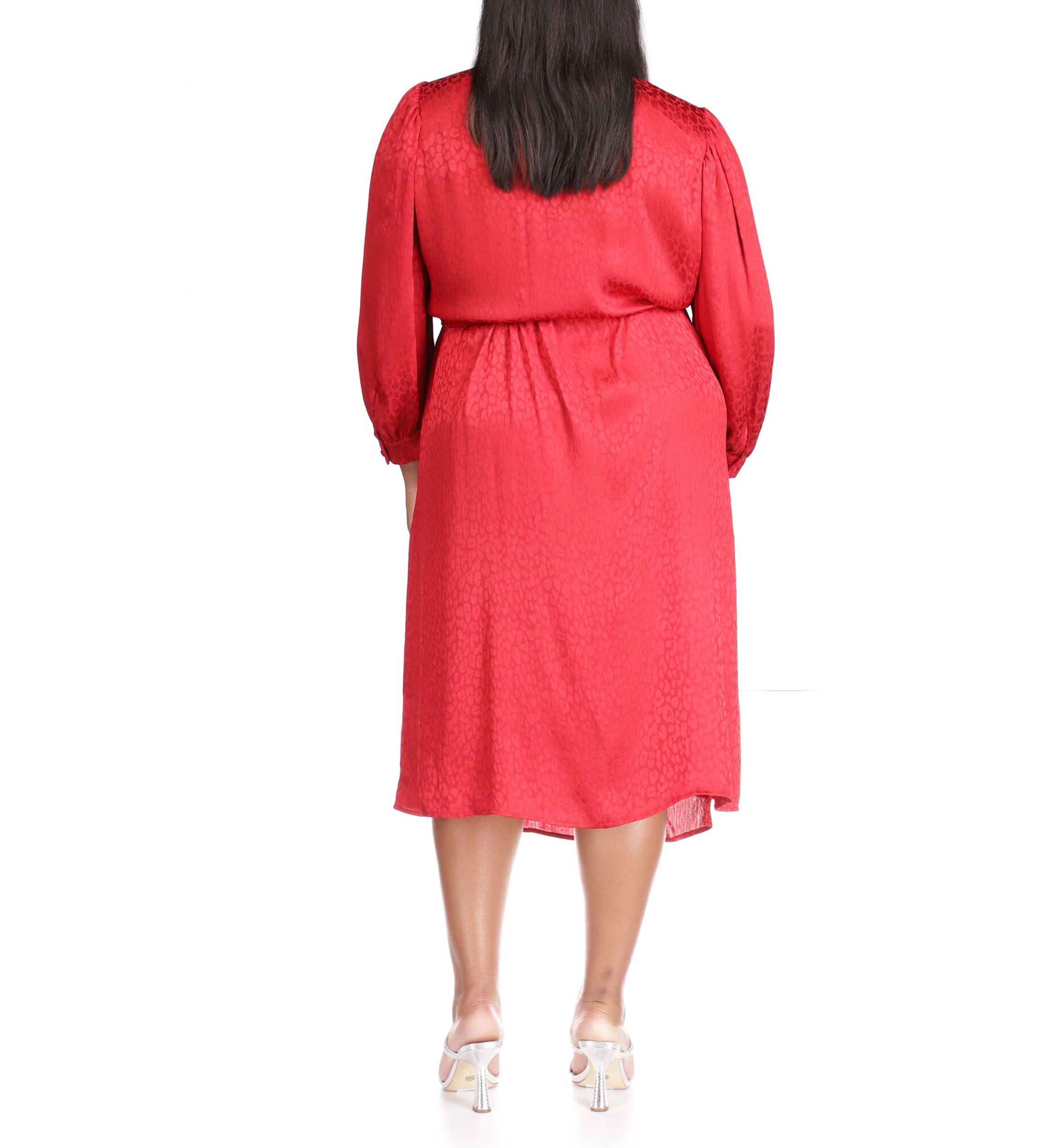 Plus Size Cheetah Jacquard Midi Wrap Dress