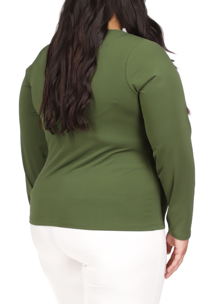Plus Size Long Sleeve Hardware Knit Top
