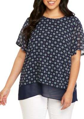 MICHAEL Michael Kors Plus Size Foulard Split Back Blouse | belk