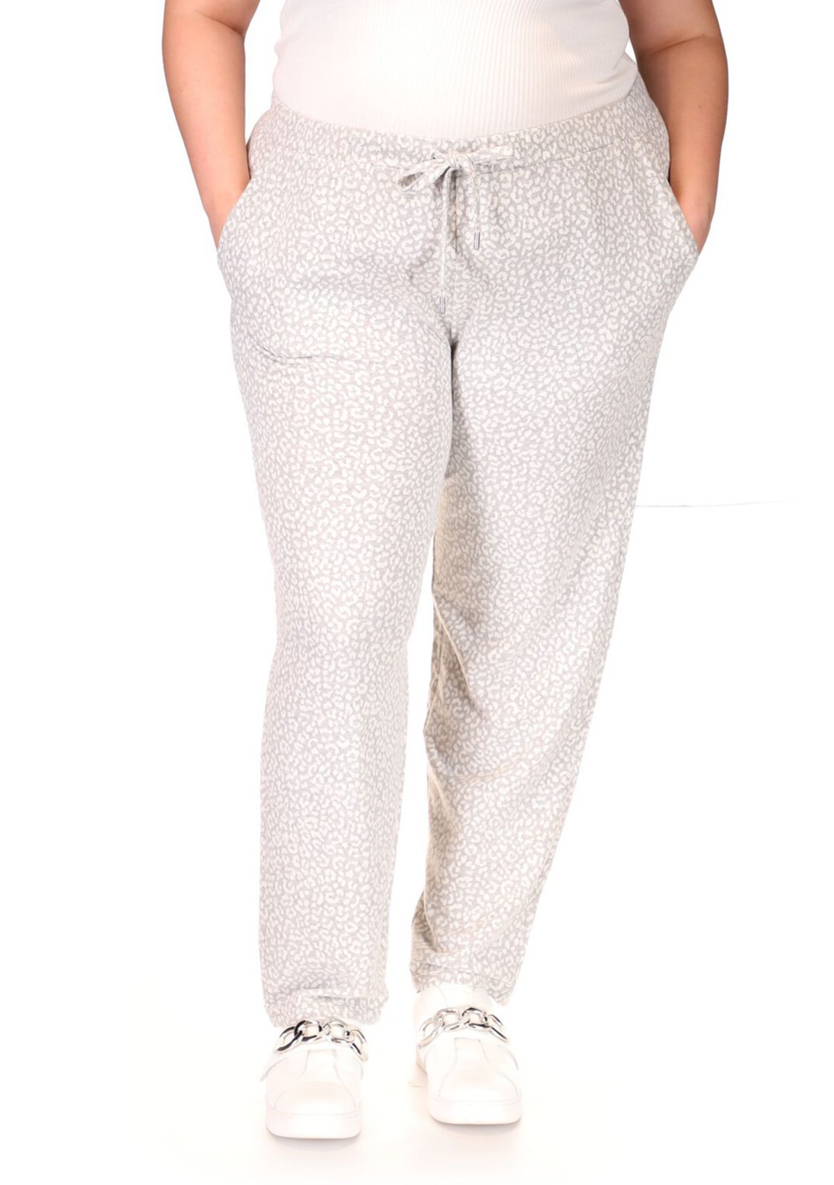 Plus Size Jacquard Rolled Hem Joggers