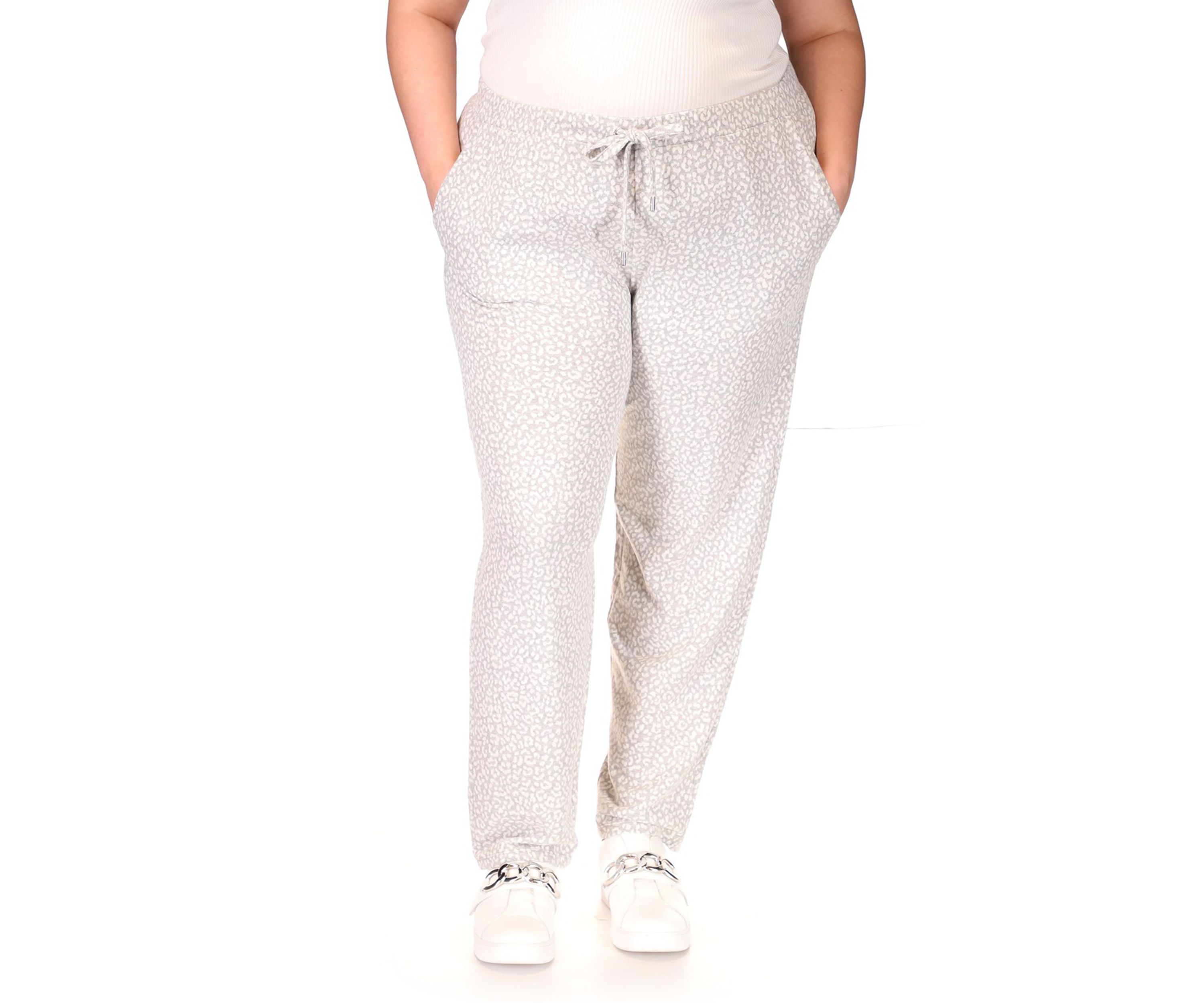 Plus Size Jacquard Rolled Hem Joggers
