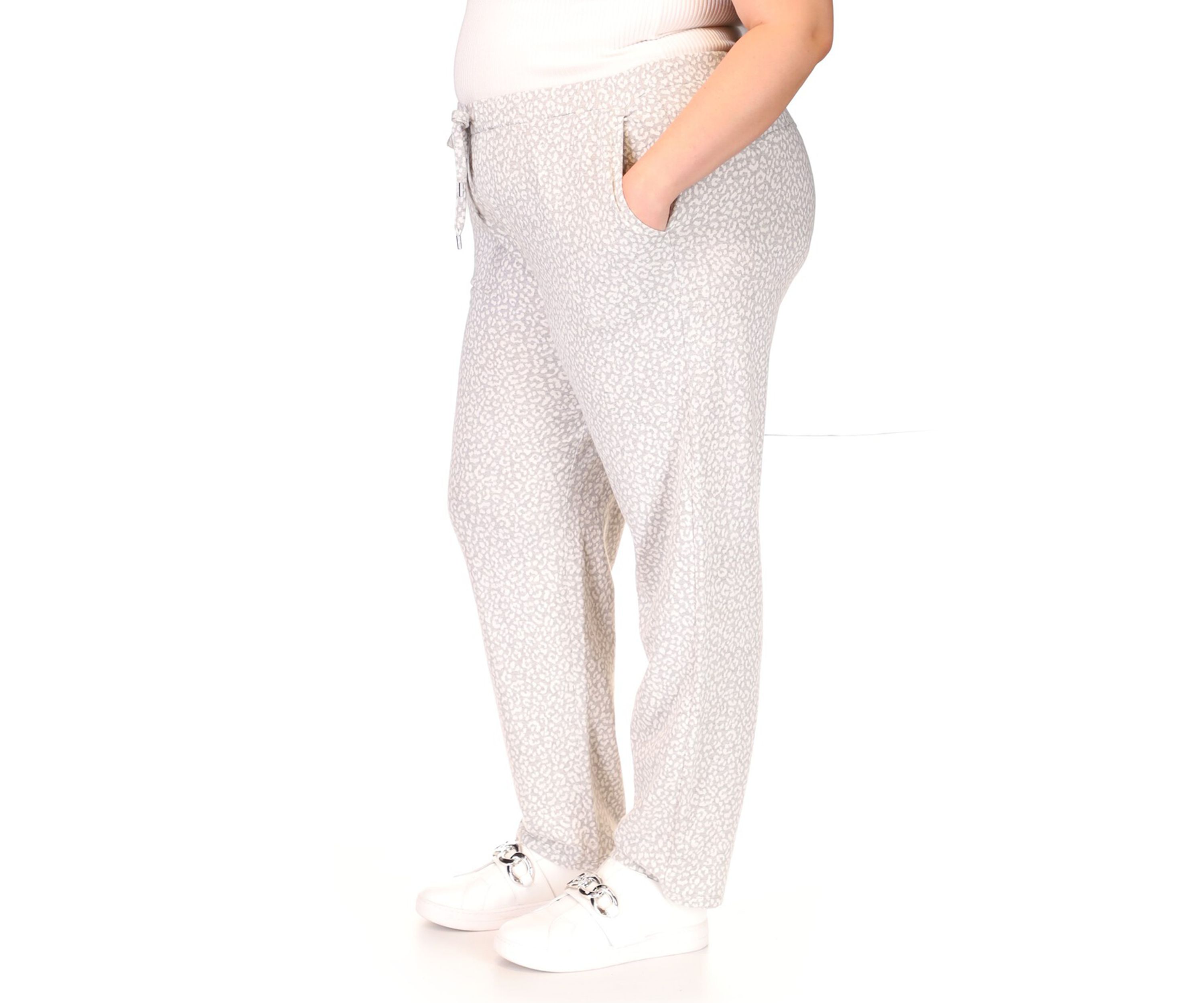 Plus Size Jacquard Rolled Hem Joggers