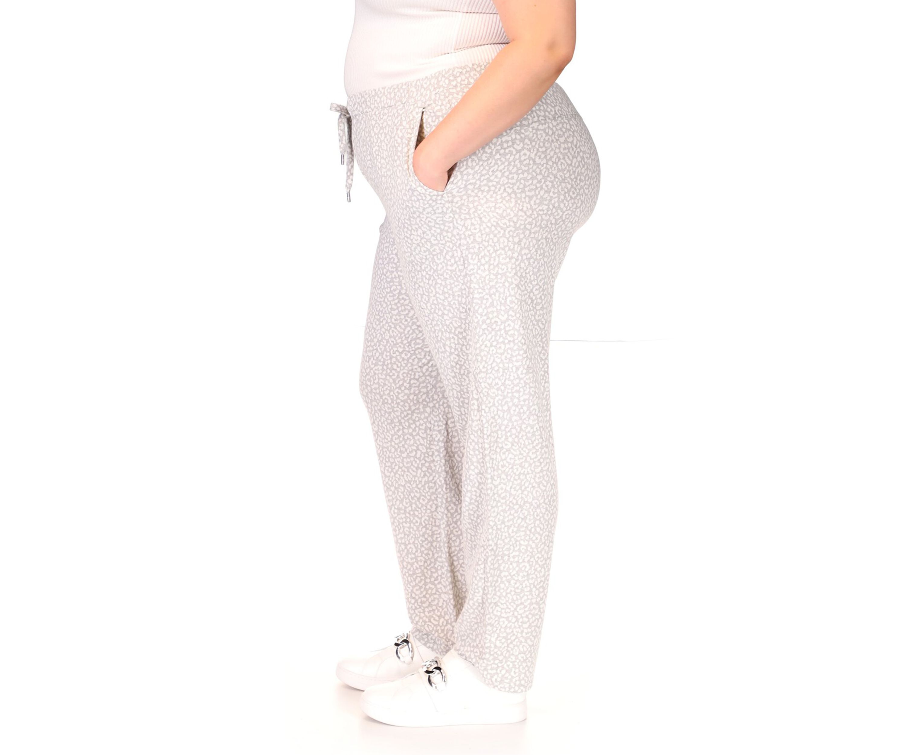 Plus Size Jacquard Rolled Hem Joggers