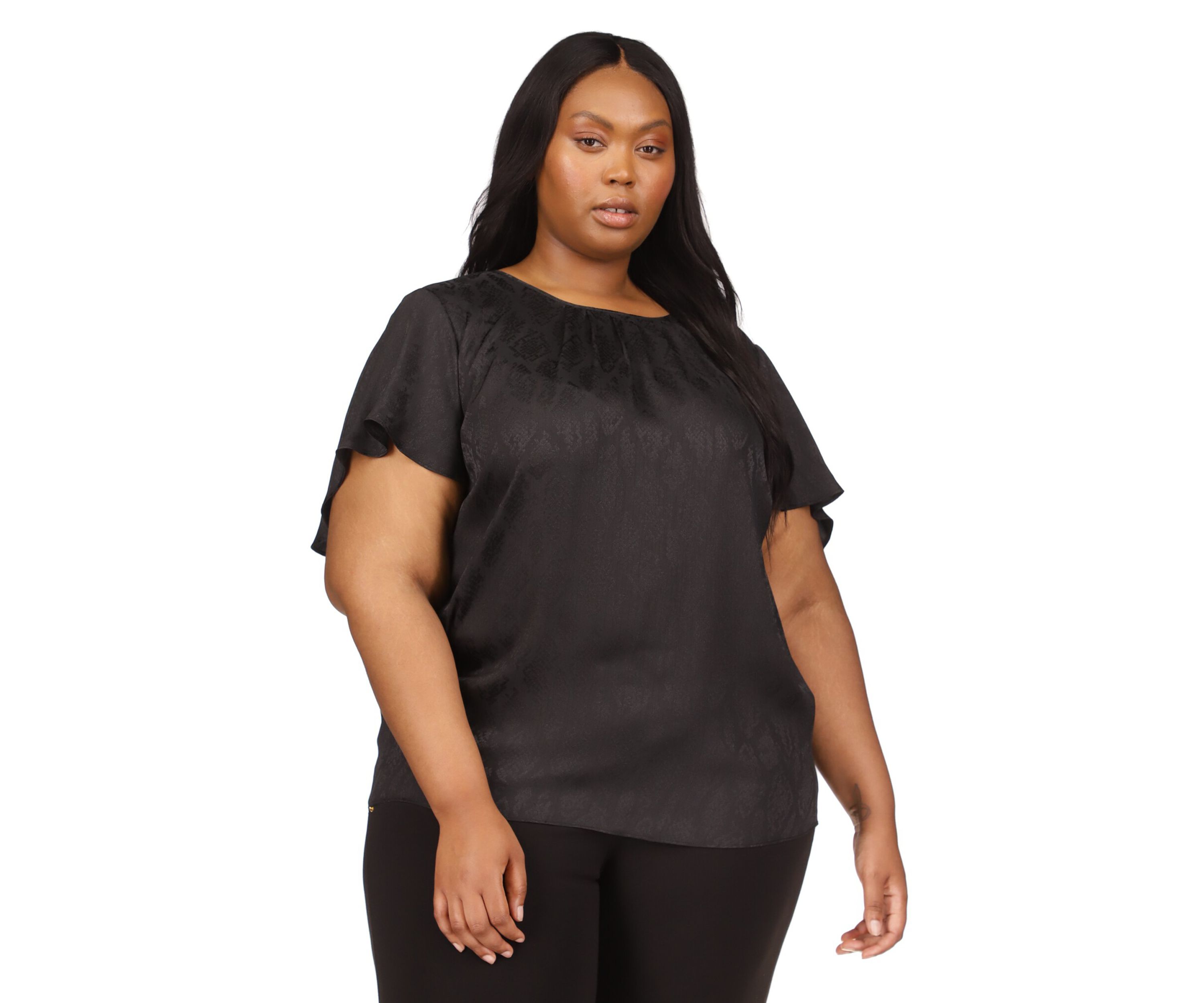 Plus Size Short Flutter Sleeve Top