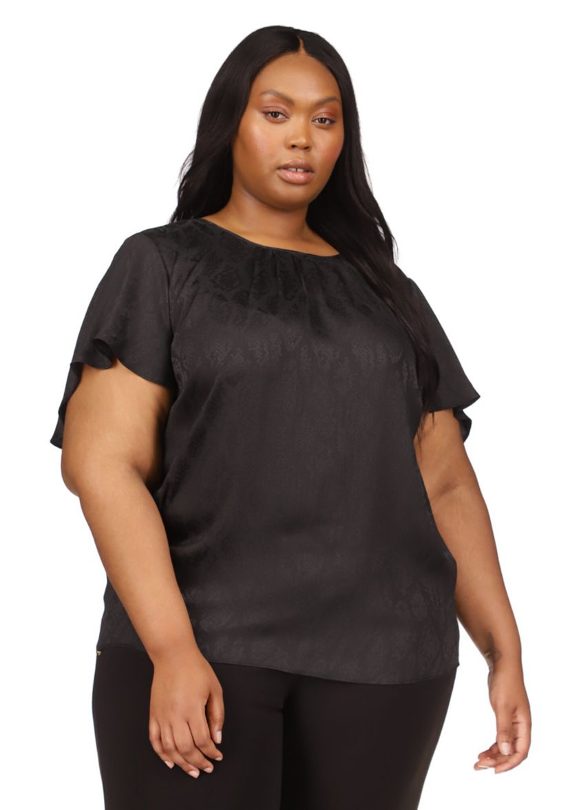 Plus Size Short Flutter Sleeve Top