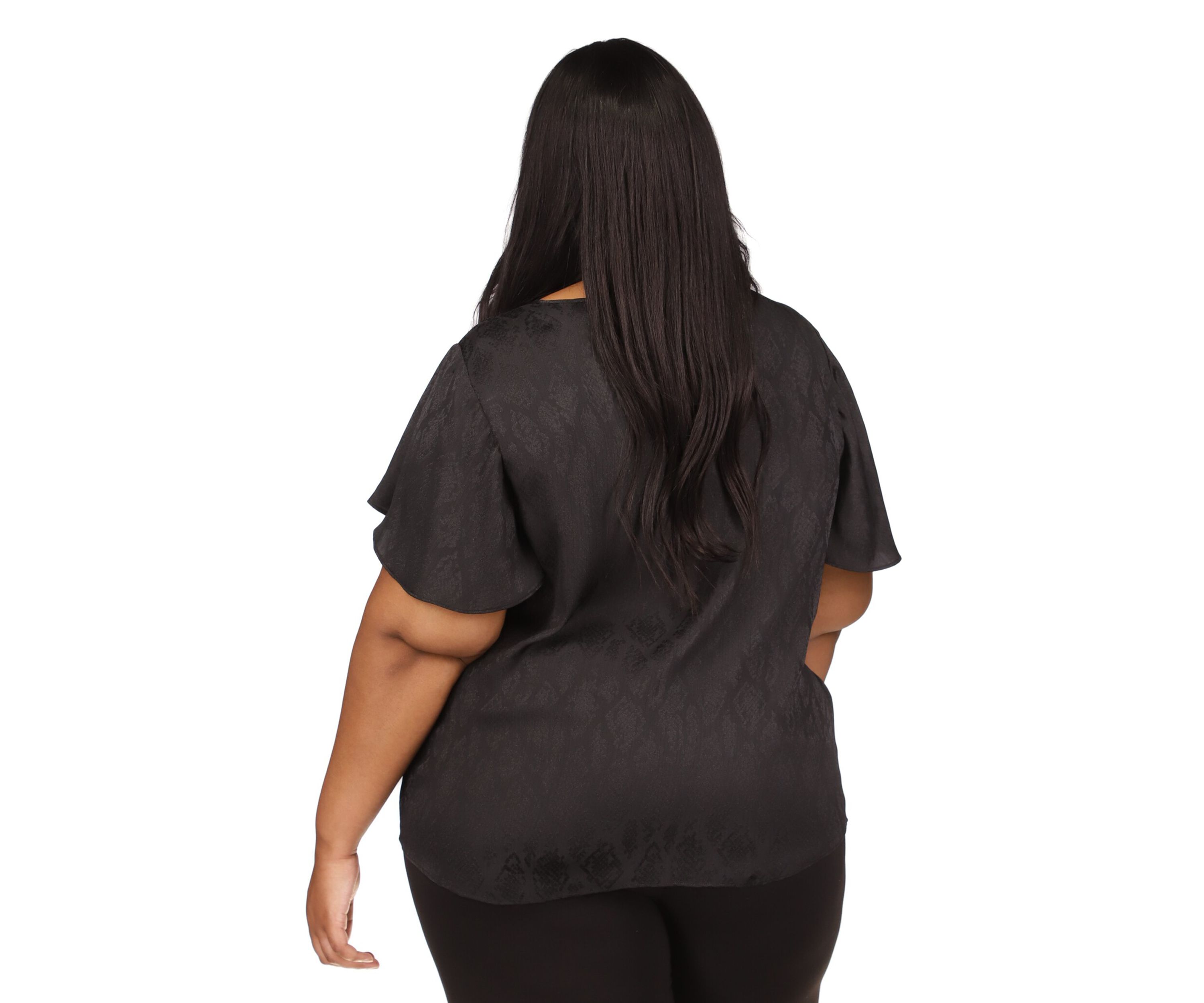 Plus Size Short Flutter Sleeve Top