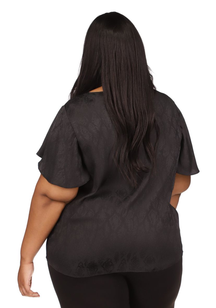 Plus Size Short Flutter Sleeve Top