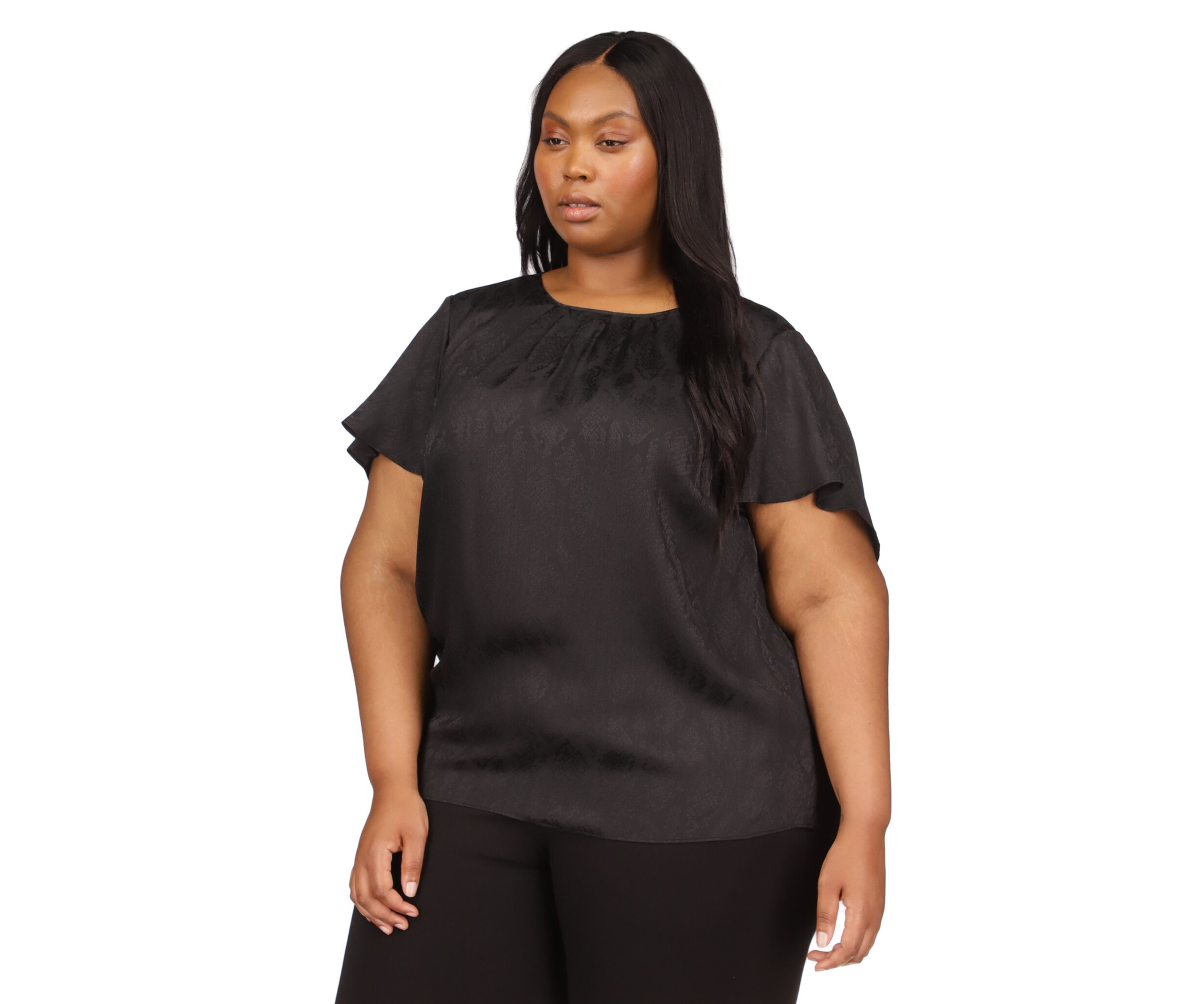 Plus Size Short Flutter Sleeve Top