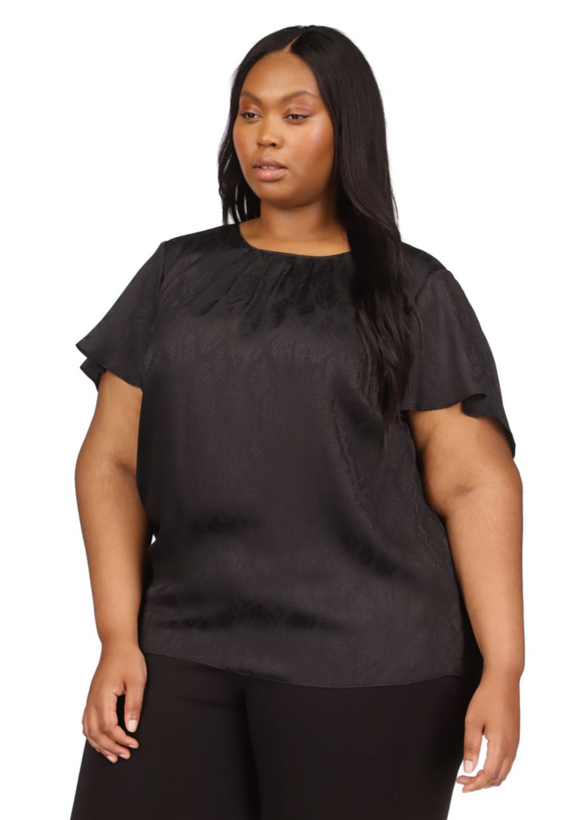 Plus Size Short Flutter Sleeve Top