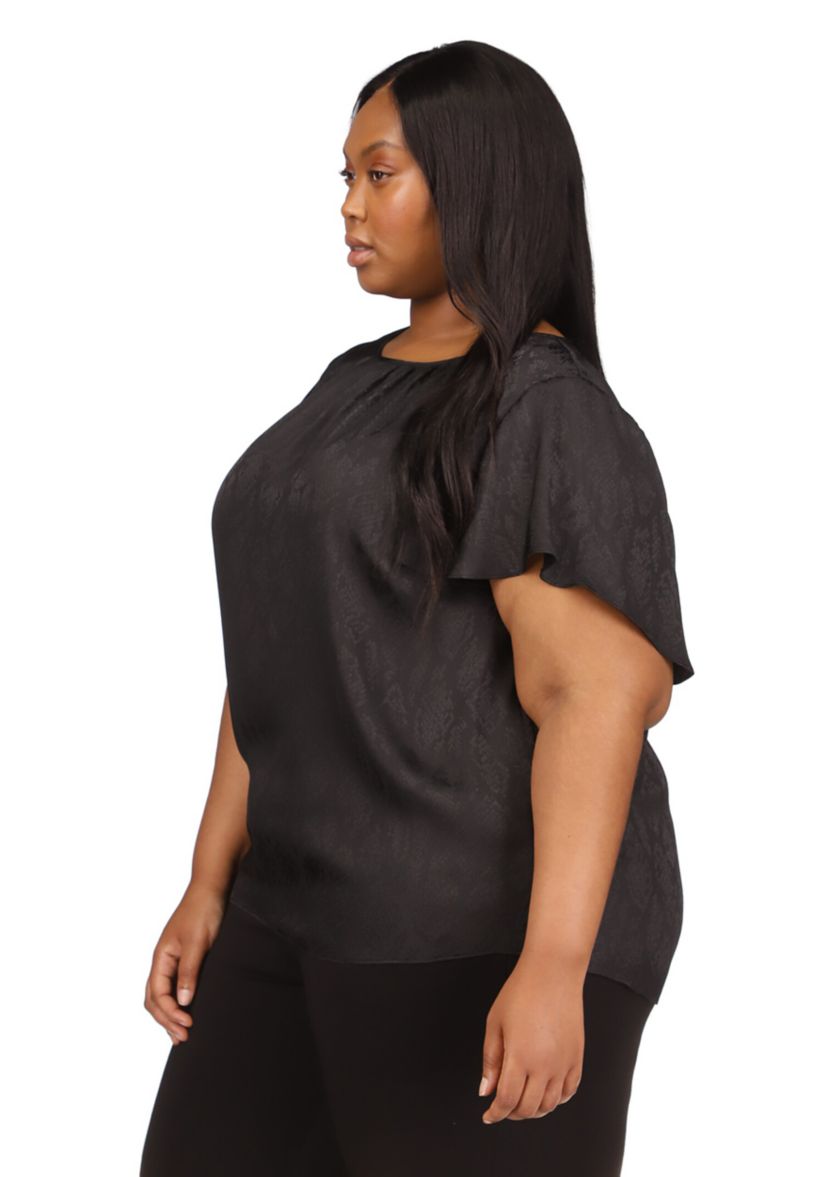 Plus Size Short Flutter Sleeve Top