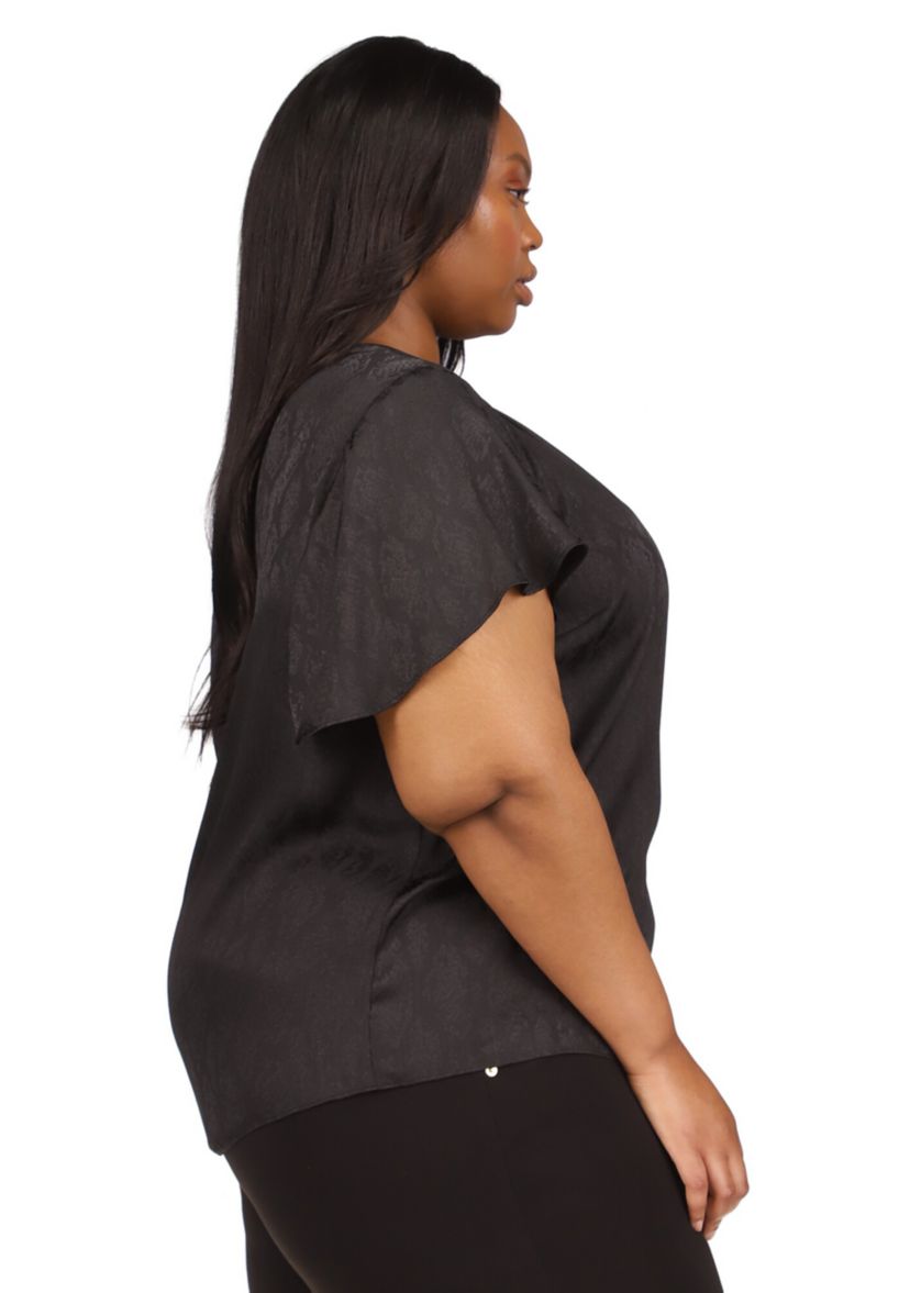 Plus Size Short Flutter Sleeve Top