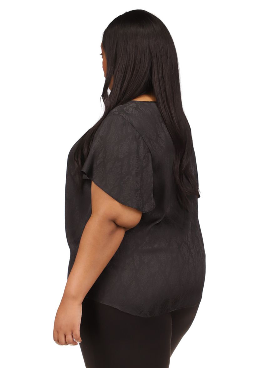 Plus Size Short Flutter Sleeve Top