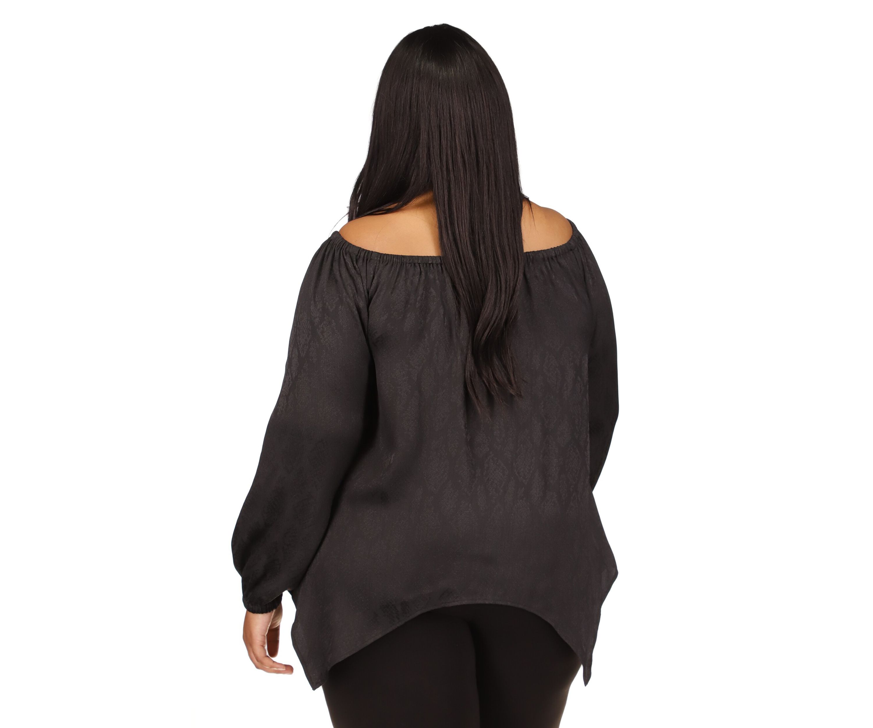 Plus Size Handkerchief Hem Boat Neck Top