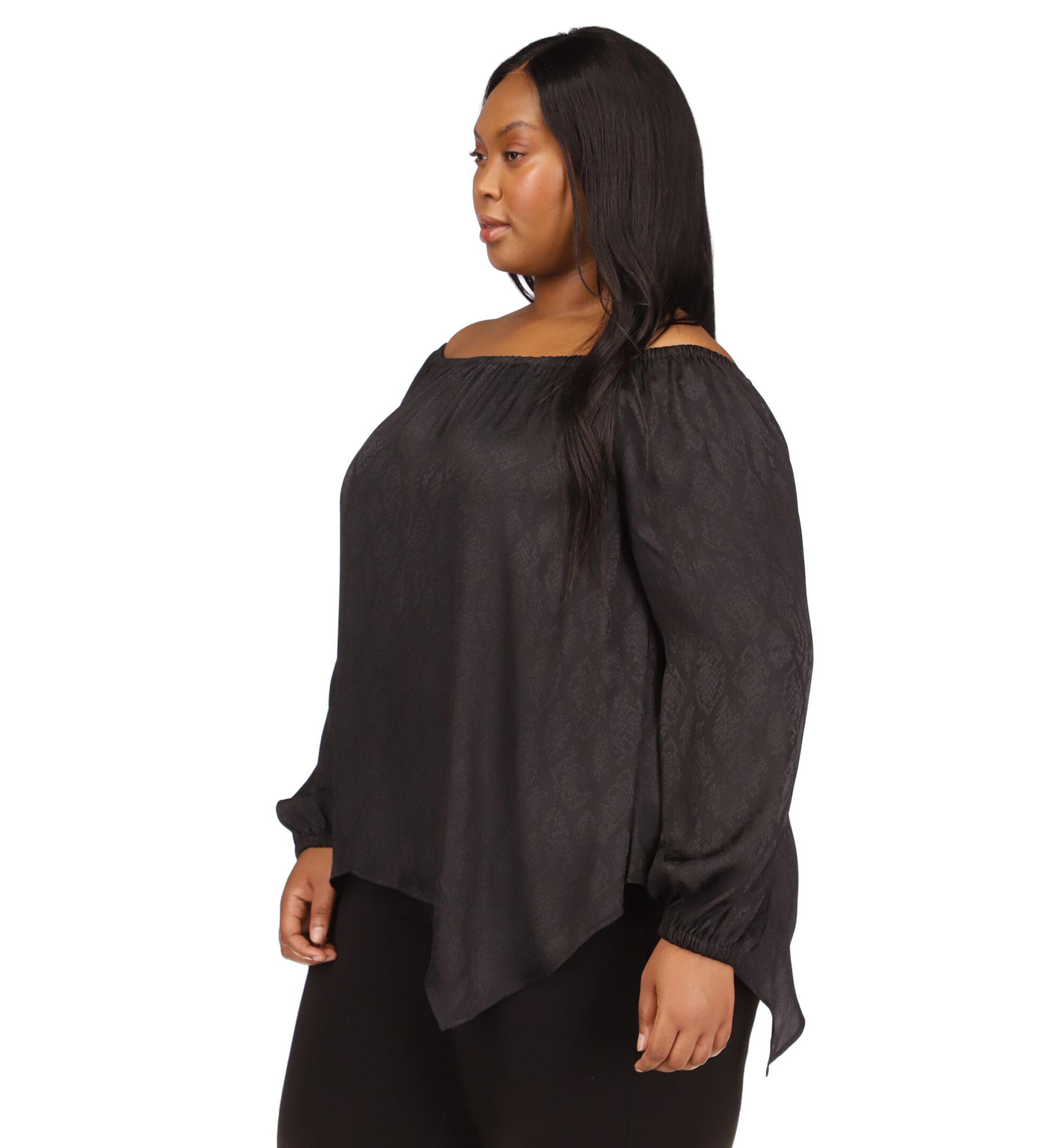 Plus Size Handkerchief Hem Boat Neck Top