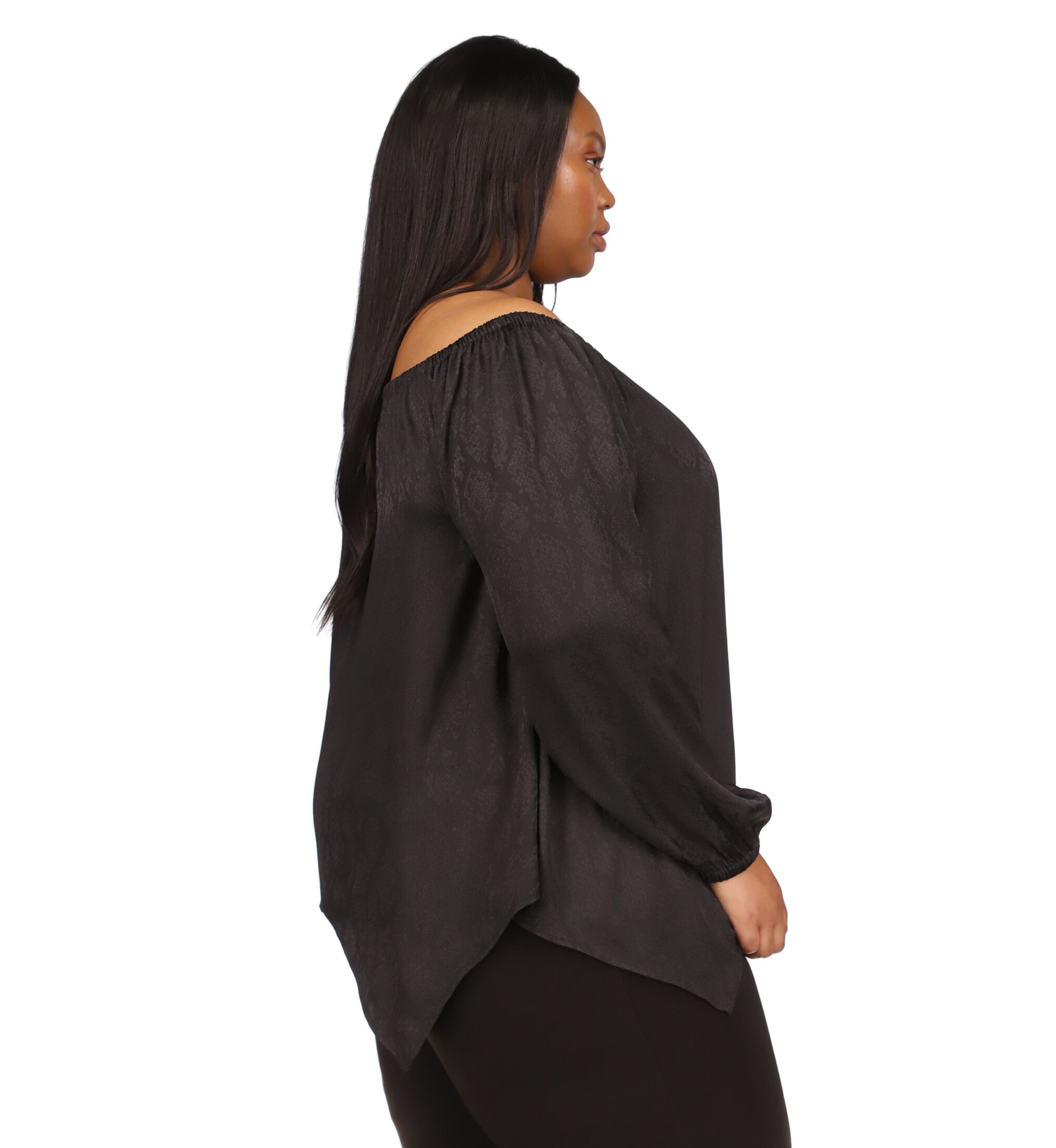 Plus Size Handkerchief Hem Boat Neck Top