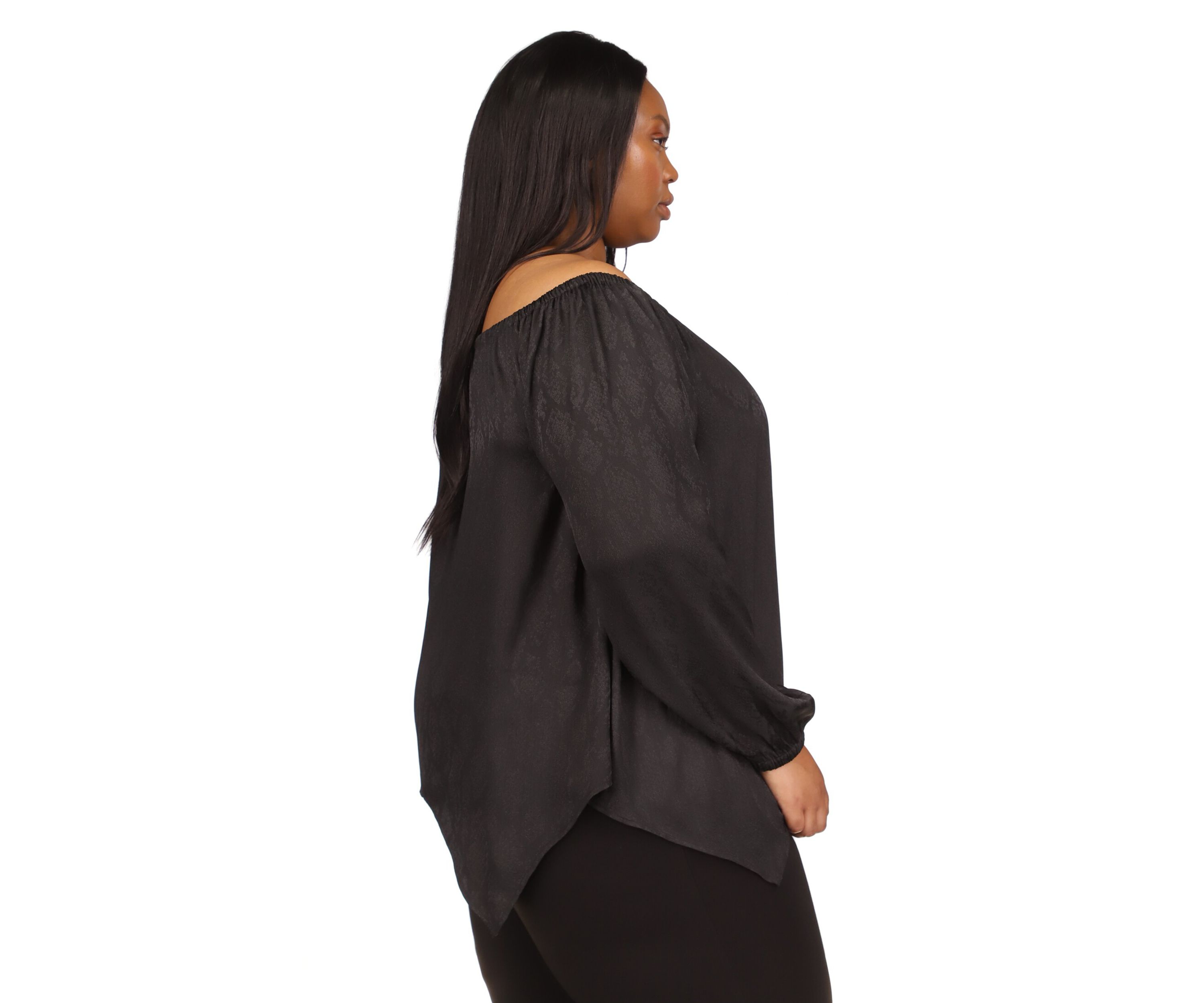 Plus Size Handkerchief Hem Boat Neck Top